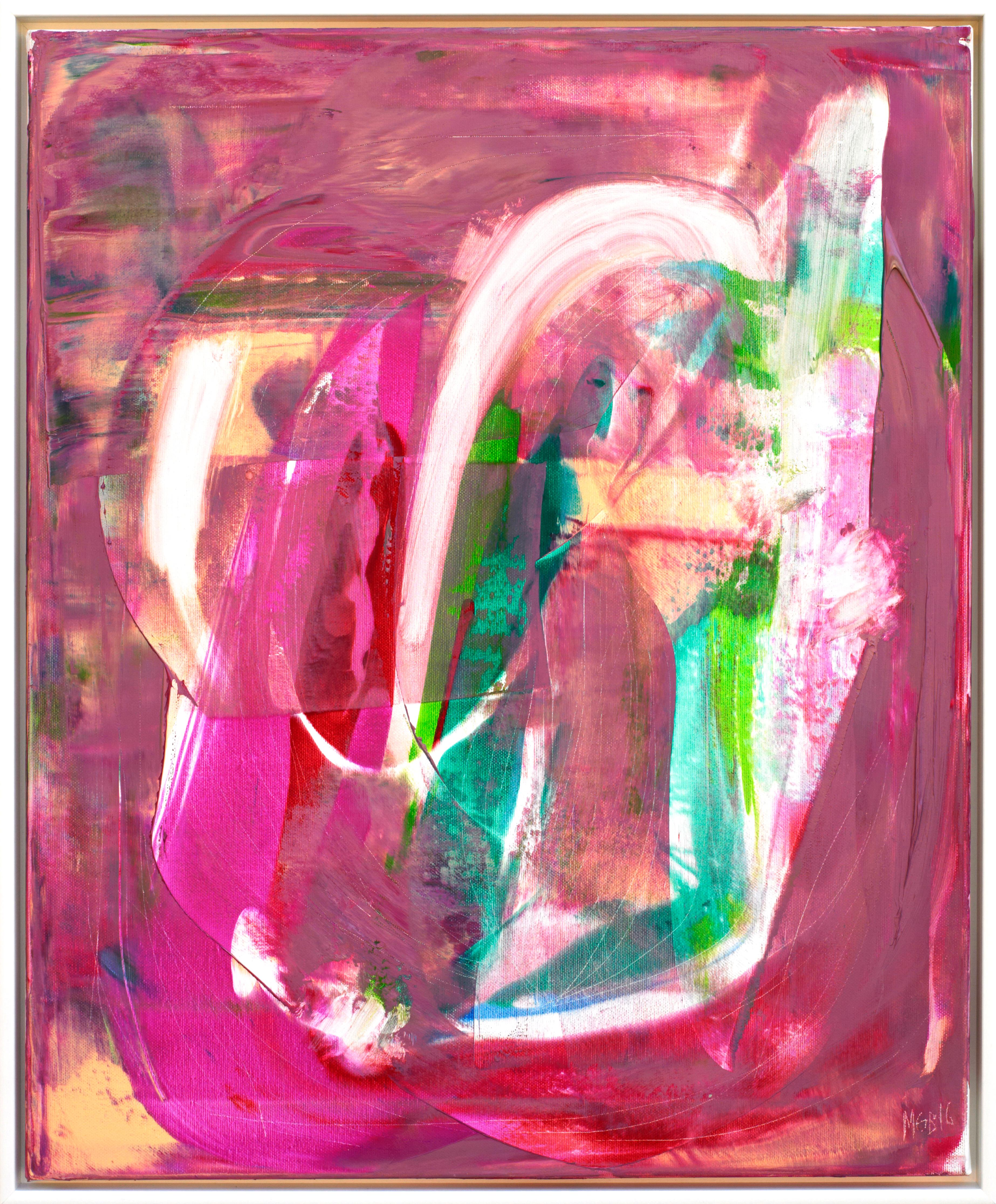 A Colourful Seduction acrylic paint signed canvas abstract art investment pink  - Art by Marit Geraldine Bostad