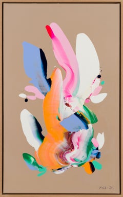 Pintura acrílica abstracta de Marit Geraldine Bostad 'Conversaciones en una habitación 11'