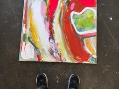 Never Ending acrylic paint signed canvas abstract art investment red green