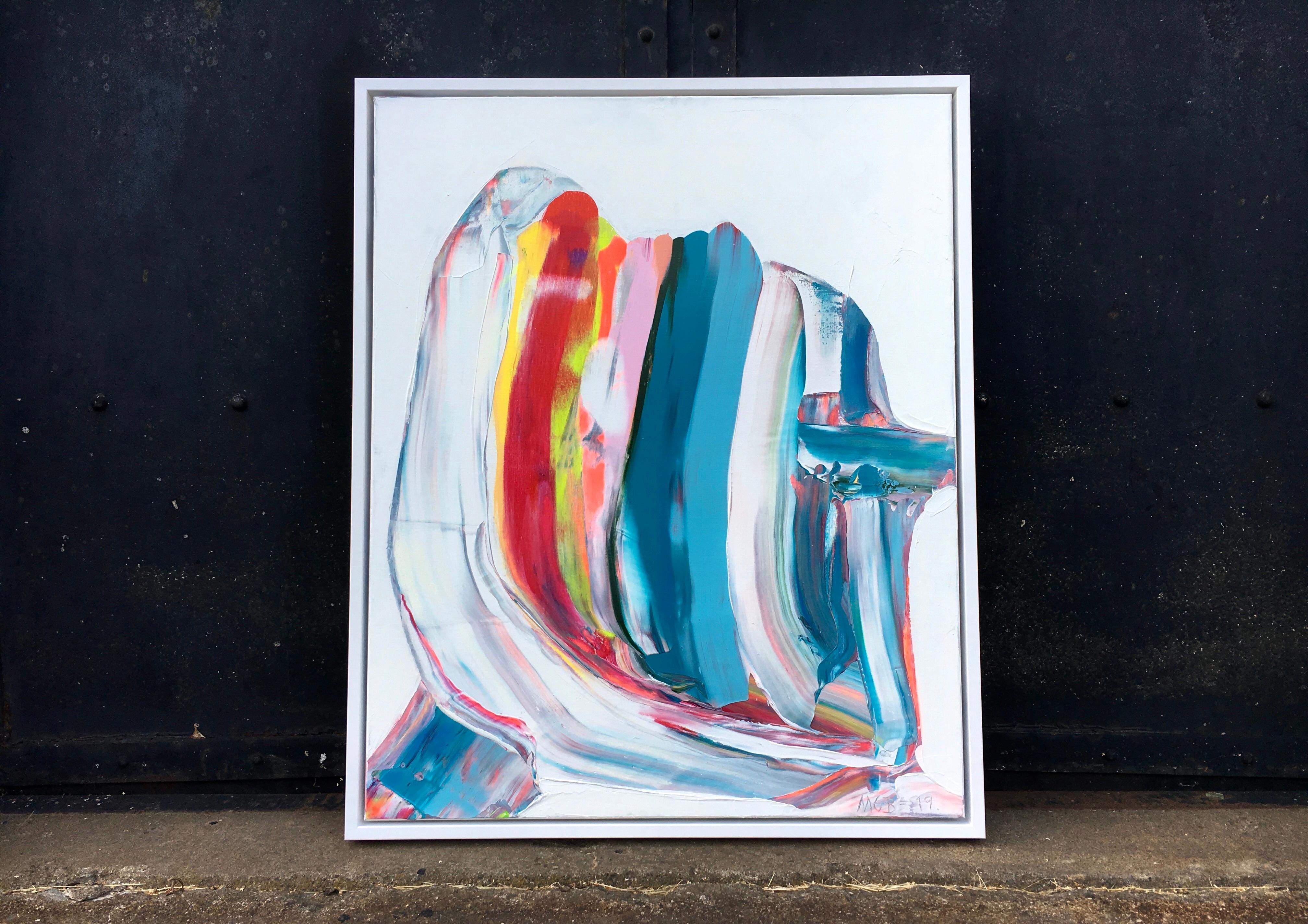 'Nordic Signals' by Contemporary abstract colorist, Marit Geraldine Bostad, 2019. Acrylic on canvas, 41 x 33 in.   This painting was shortlisted for the Prestigious Ashhurst Emerging Artist Prize for 2020, and was exhibited in London at the Ashurst