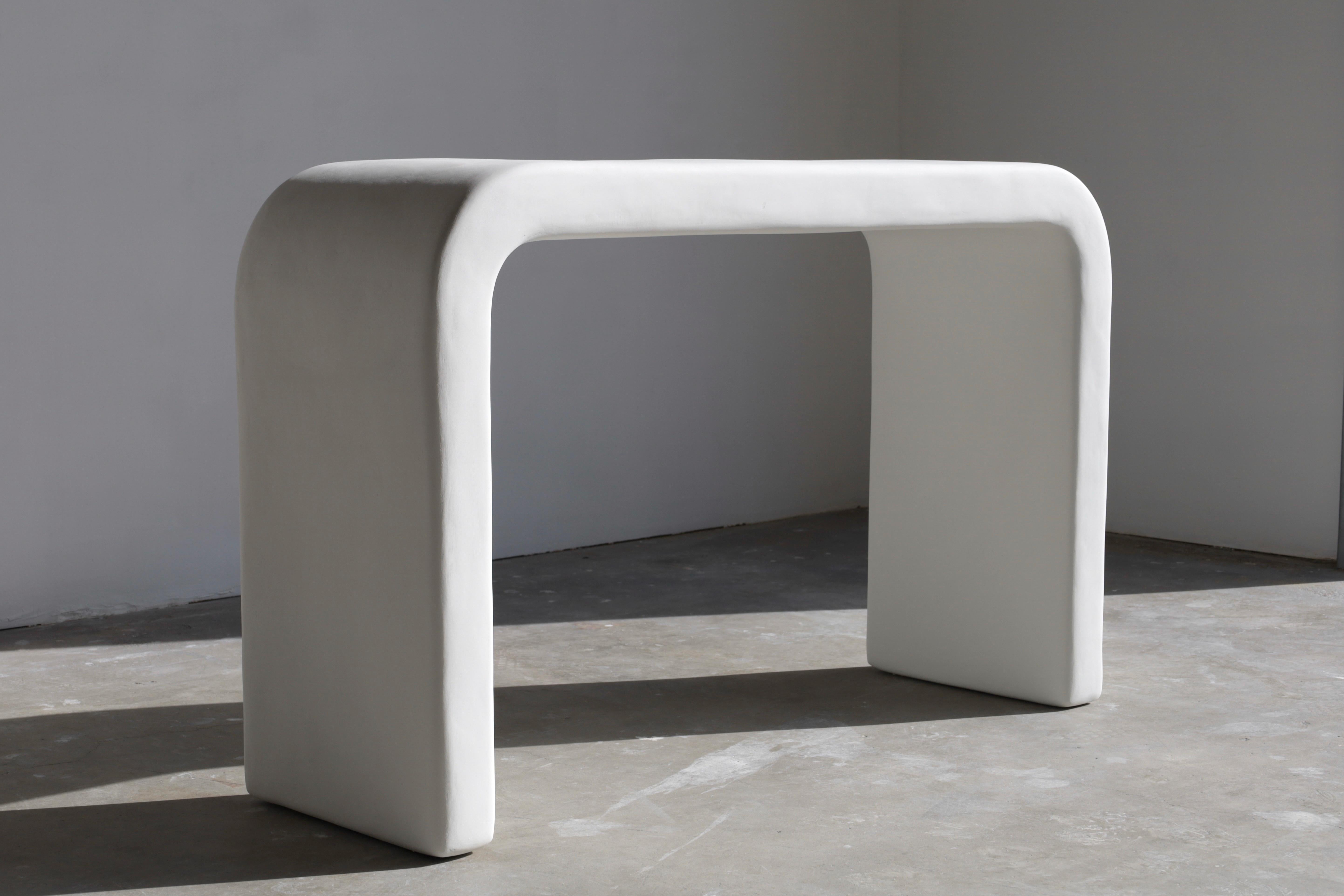 Minimalist marit minimalist plaster waterfall console in salt by öken house studios For Sale