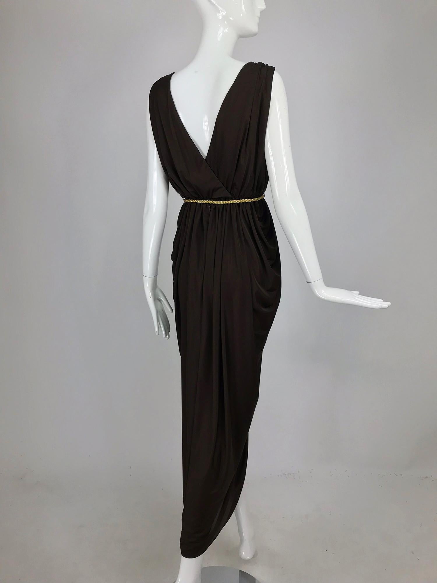 Women's Marita by Anthony Muta Plunge Neck Jersey Petal Hem Maxi Dress 1970s NWT