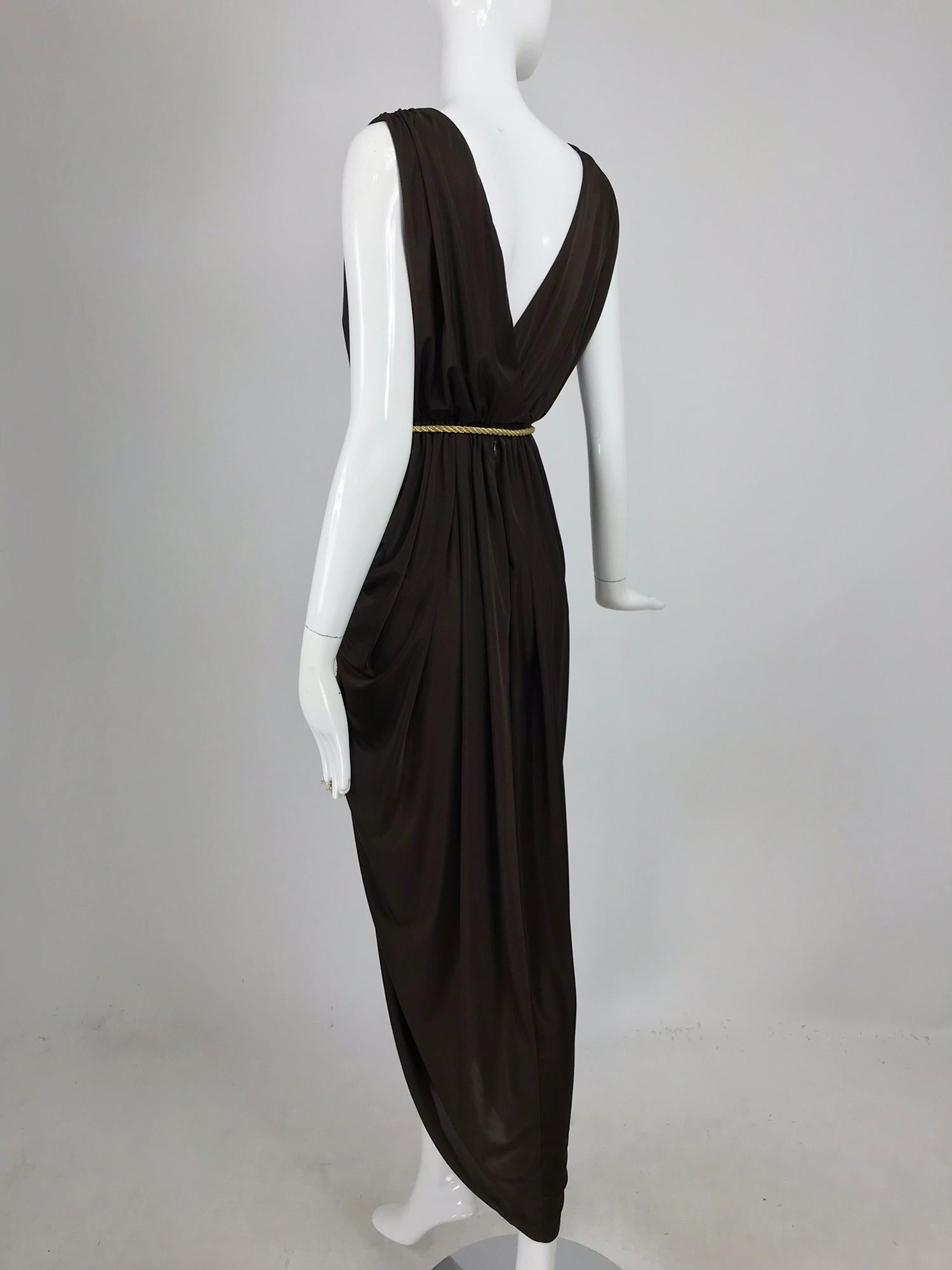 Marita by Anthony Muta Plunge Neck Jersey Petal Hem Maxi Dress 1970s NWT 3