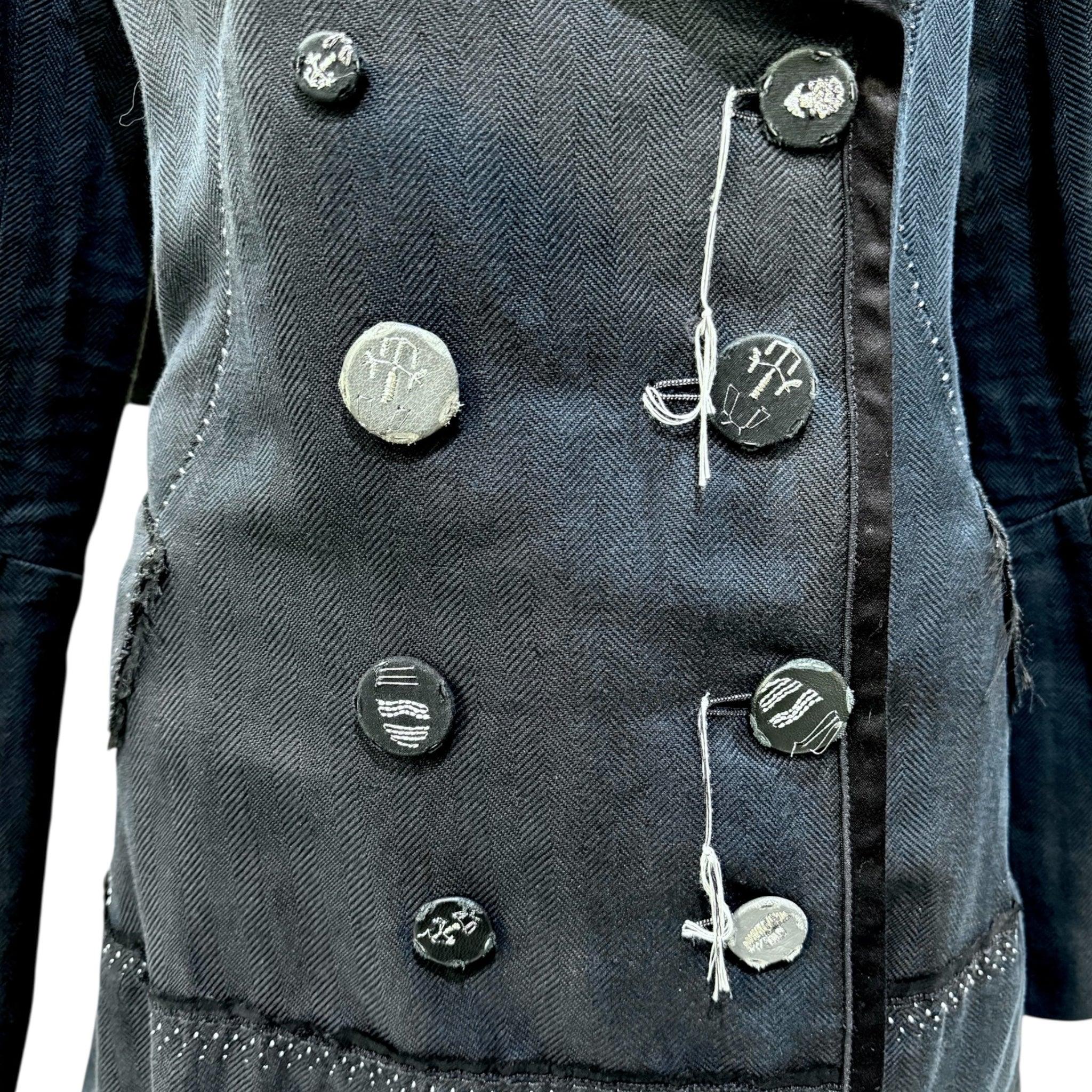 Black Marithe et Francois Girbaud Indigo Double Breasted Trench Coat, 2000s For Sale