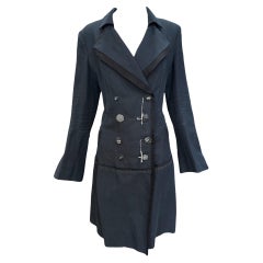 Marithe et Francois Girbaud Indigo Double Breasted Trench Coat, 2000s