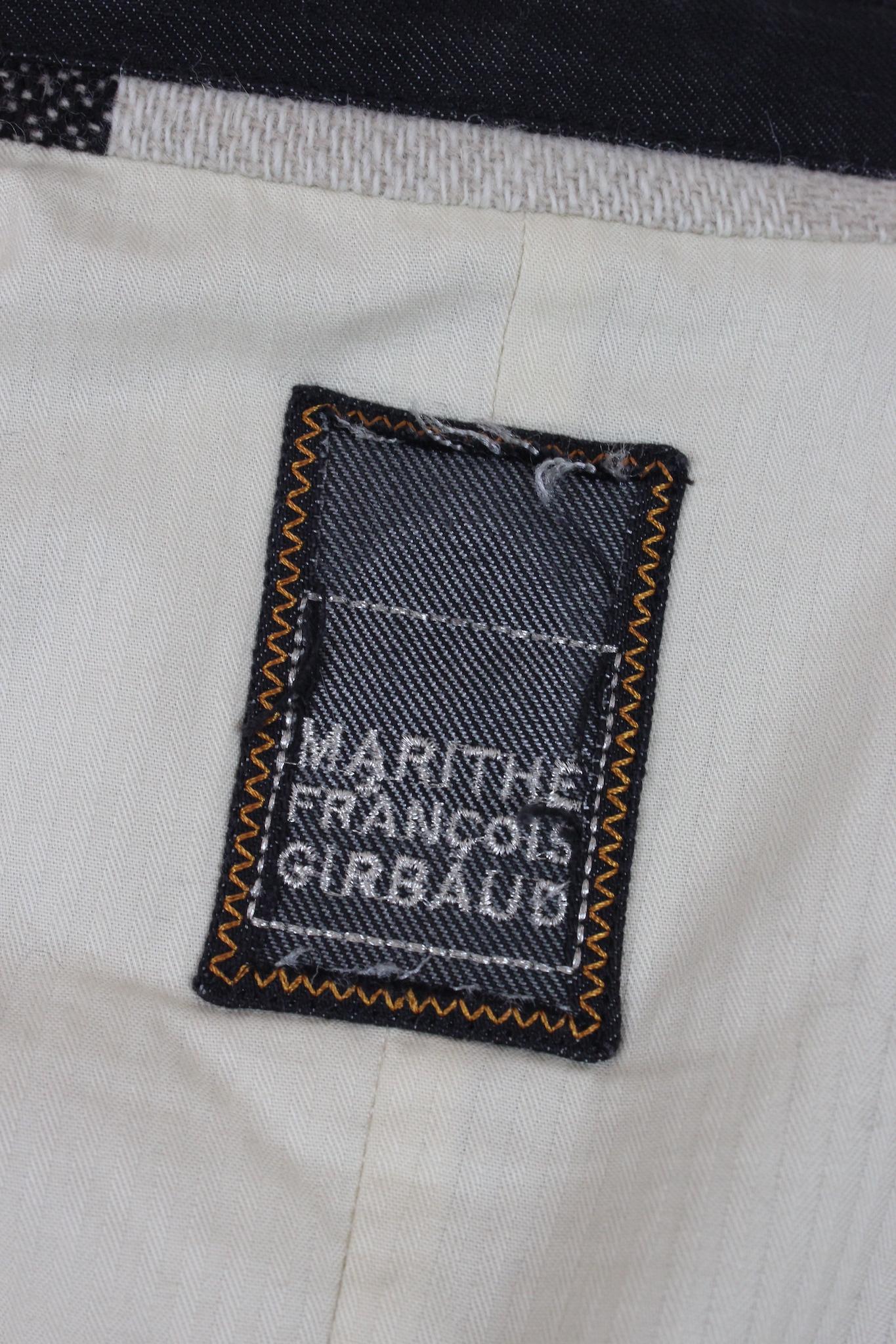 Marithe Francois Girbaud Beige Black Wool Flared Coat 2000s 2