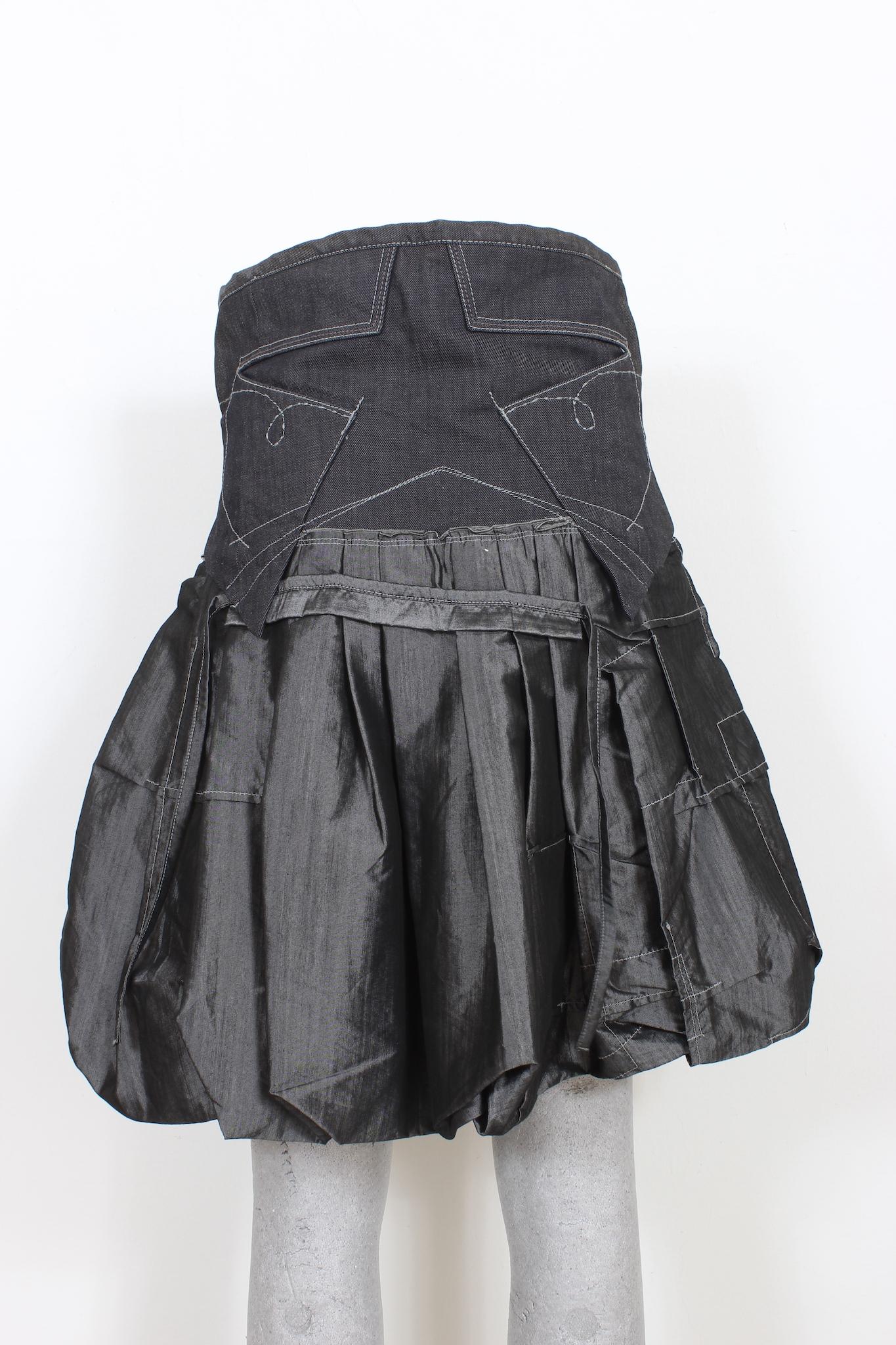 Marithe Francois Girbaud Gray Cotton Denim Balloon Skirt 2000s In Excellent Condition In Brindisi, Bt