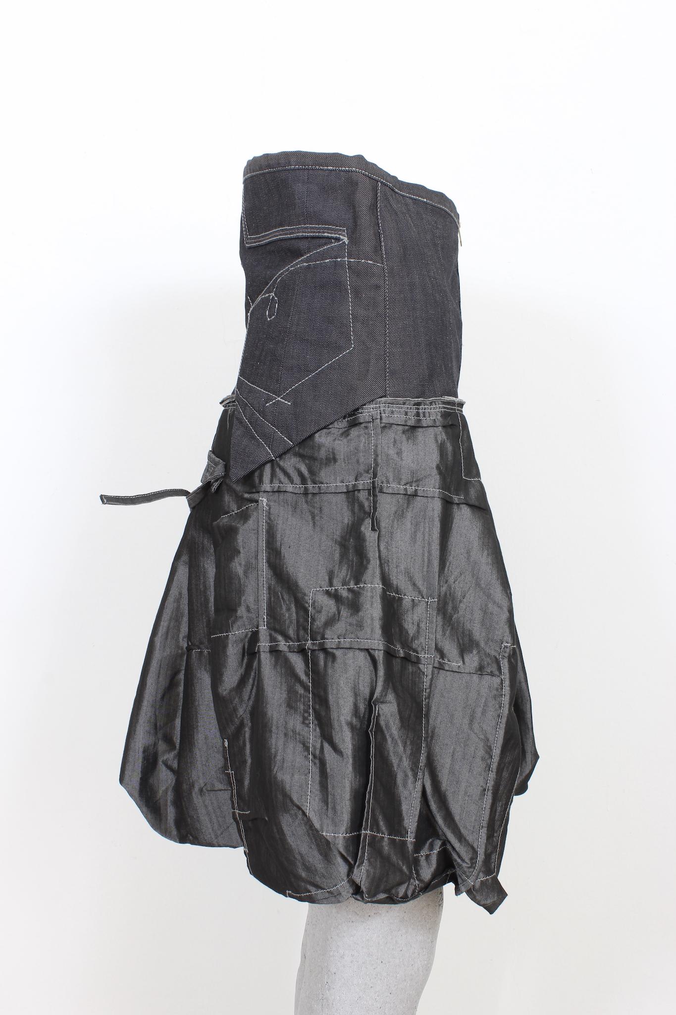 Women's Marithe Francois Girbaud Gray Cotton Denim Balloon Skirt 2000s