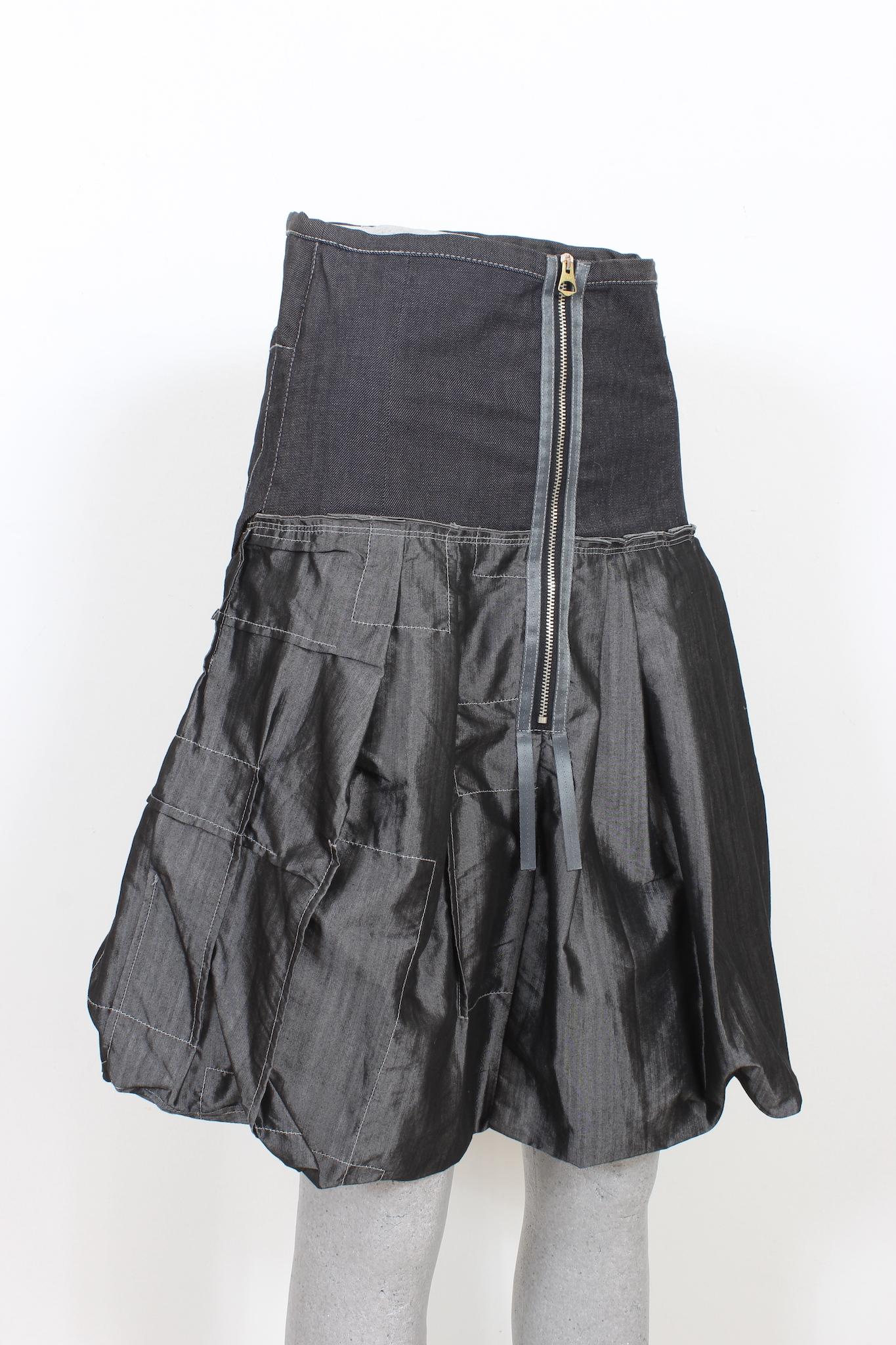 Marithe Francois Girbaud Gray Cotton Denim Balloon Skirt 2000s 1