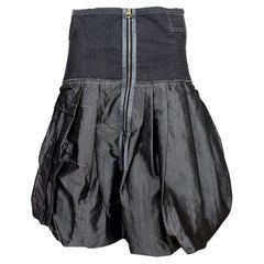 Marithe Francois Girbaud Gray Cotton Denim Balloon Skirt 2000s