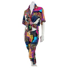 Chemise Marithe + Francois Girbaud MFG Compliments Asian Boho Hippie Pop Art Pantalon