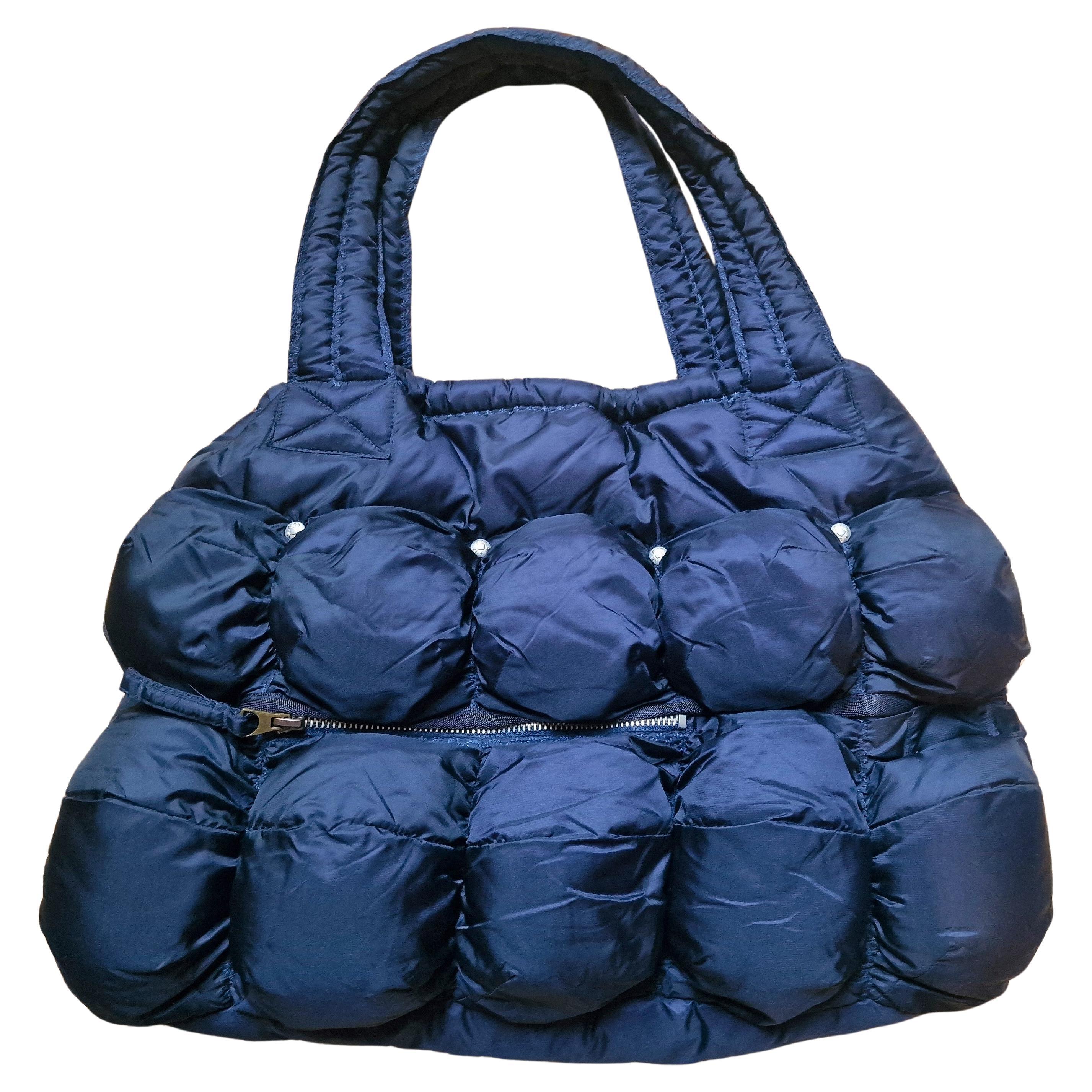 Marithé François Girbaud Pokachu Navy Blue Padded Puffer Cargo Shoulder Bag