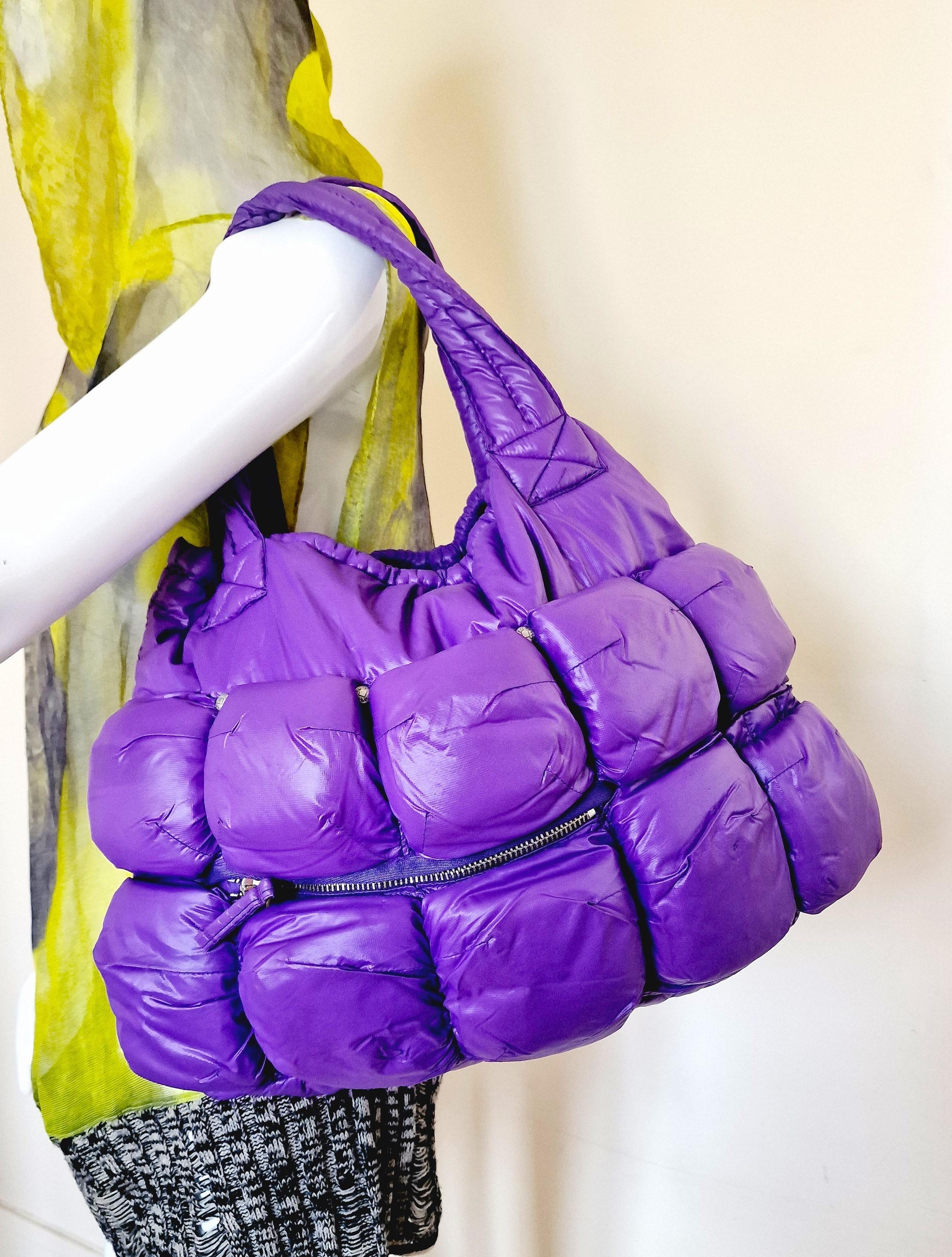Marithé François Girbaud Pokachu Nylon Pocket Violet Padded Puffer Bubble Bag For Sale 11