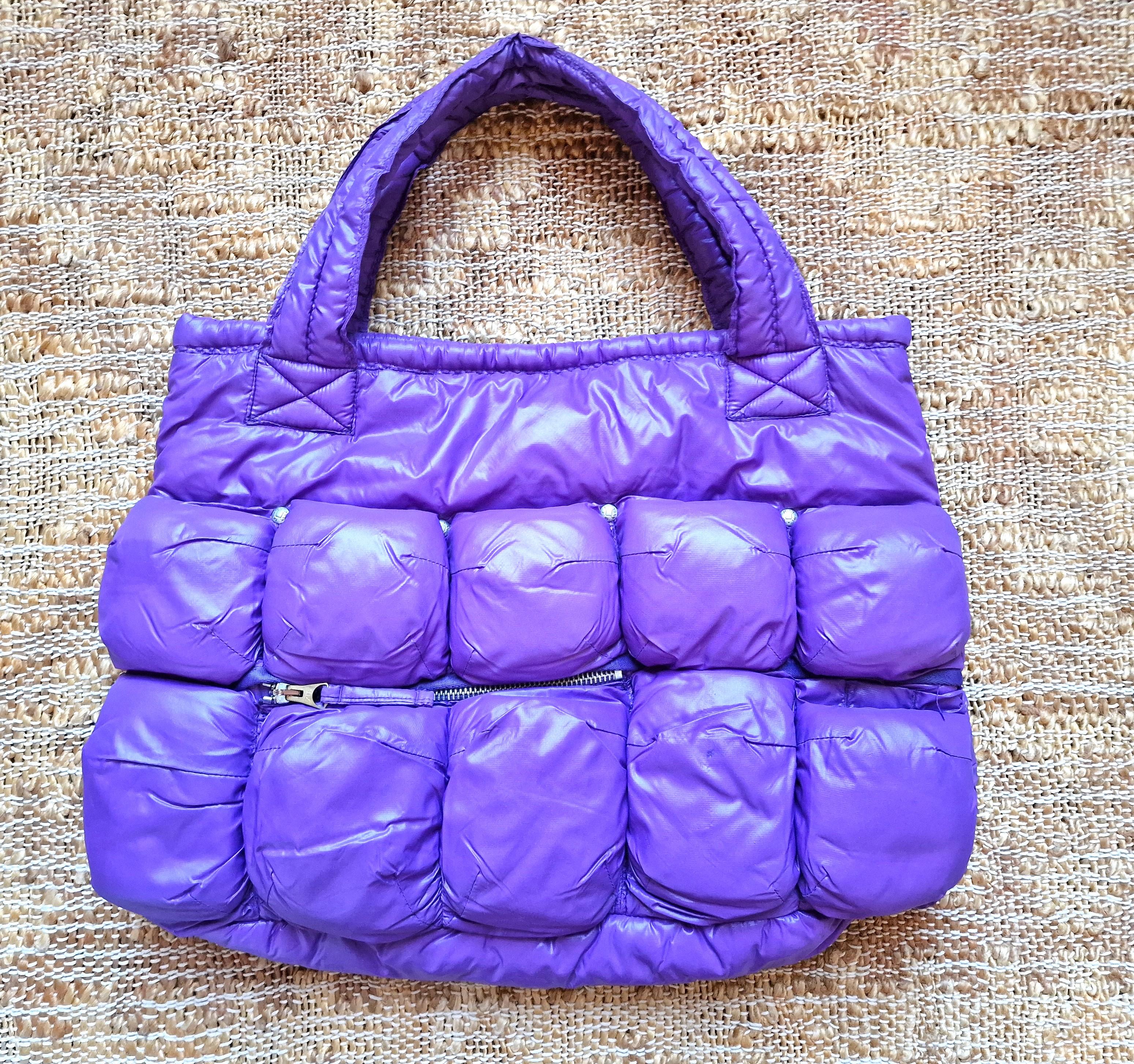 Women's or Men's Marithé François Girbaud Pokachu Nylon Pocket Violet Padded Puffer Bubble Bag For Sale