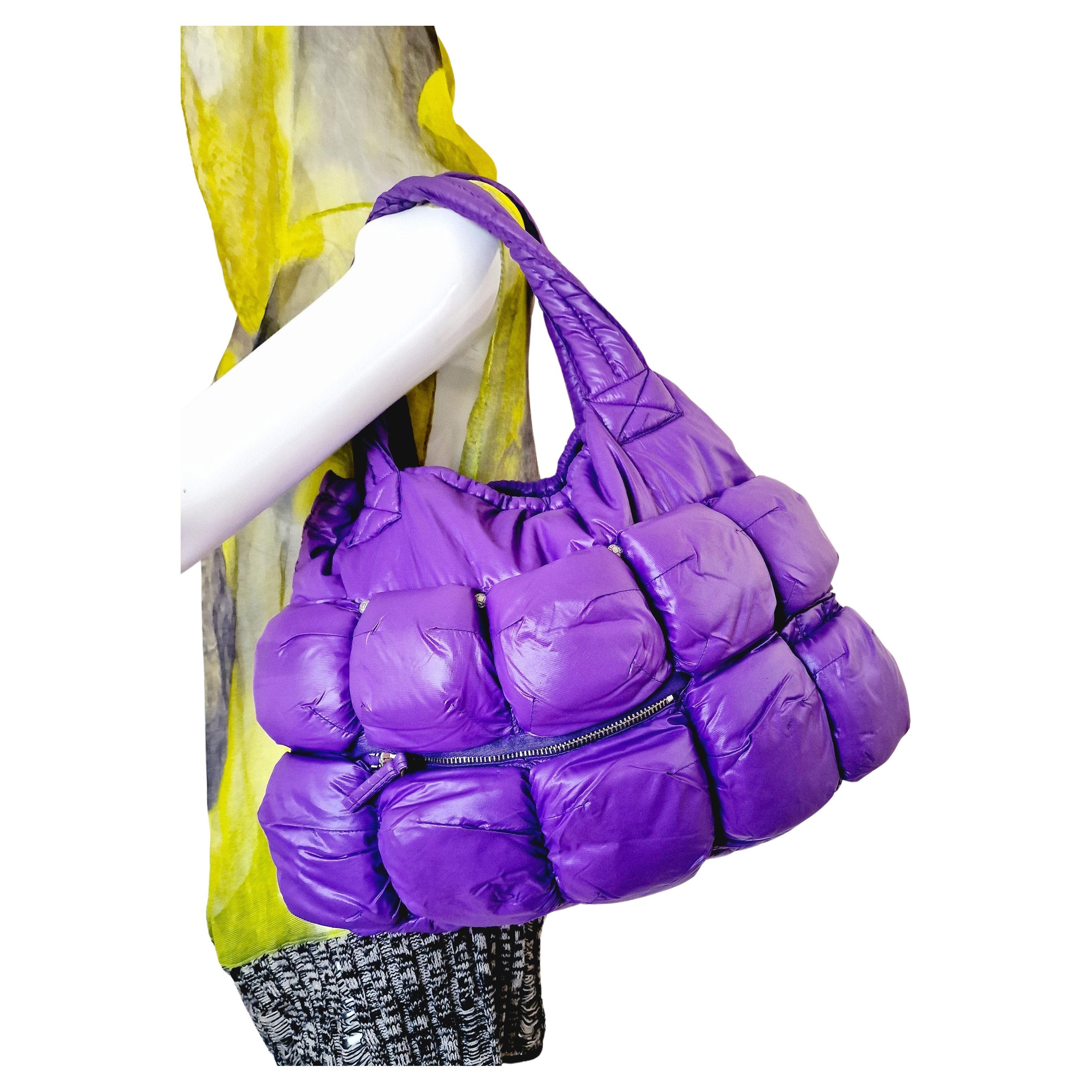 Marithé François Girbaud Pokachu Nylon Pocket Violet Padded Puffer Bubble Bag For Sale