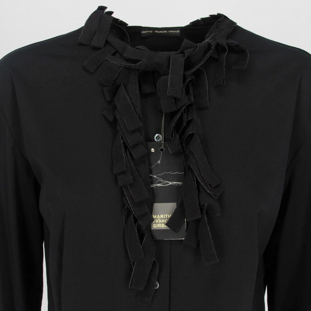 Marithé + François Girbaud Vintage black cotton 2000s blouse For Sale 3