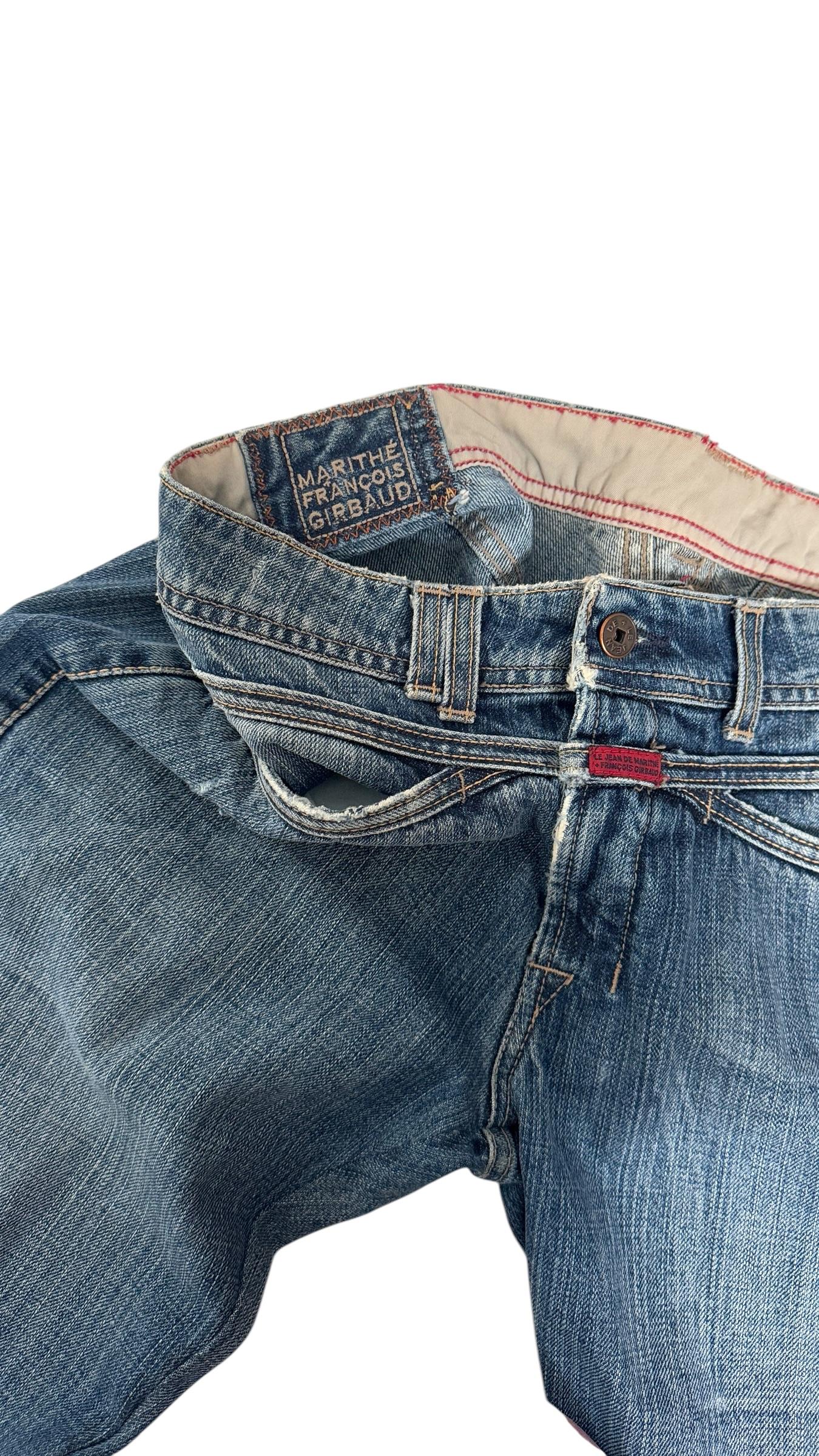 Marithé + François Girbaud Vintage Distressed Skinny Jeans - No import duty! In Good Condition For Sale In Milano, IT