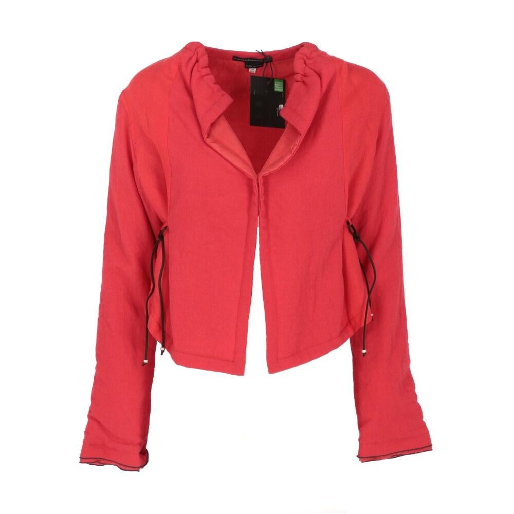 Marithé + François Girbaud Vintage red rough wool 2000s crop jacket In Excellent Condition For Sale In Lugo (RA), IT