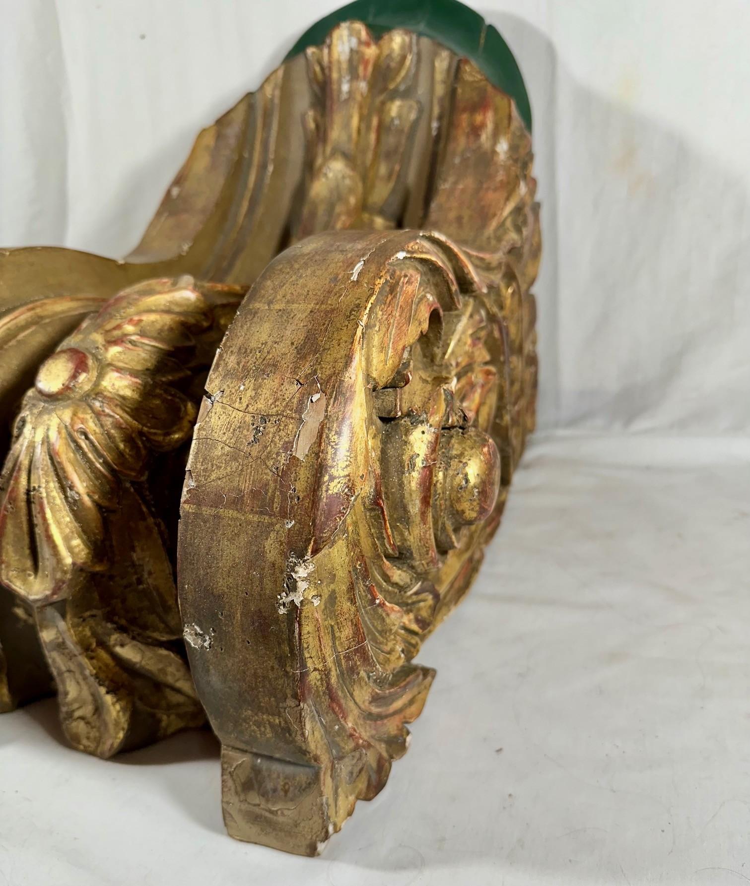 Maritime Antique Carved and Gilded Ships Billet Head. For Sale 7