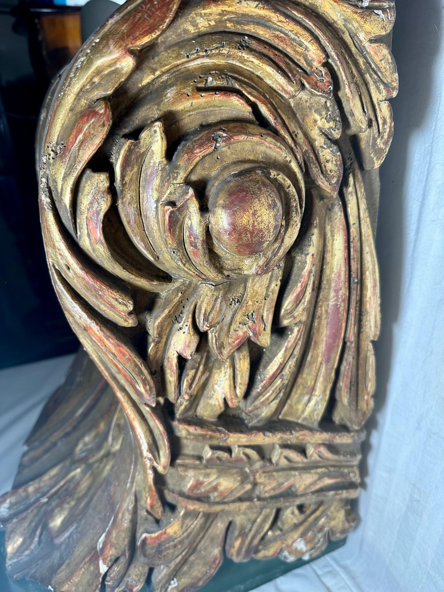 19th Century Maritime Antique Carved and Gilded Ships Billet Head. For Sale