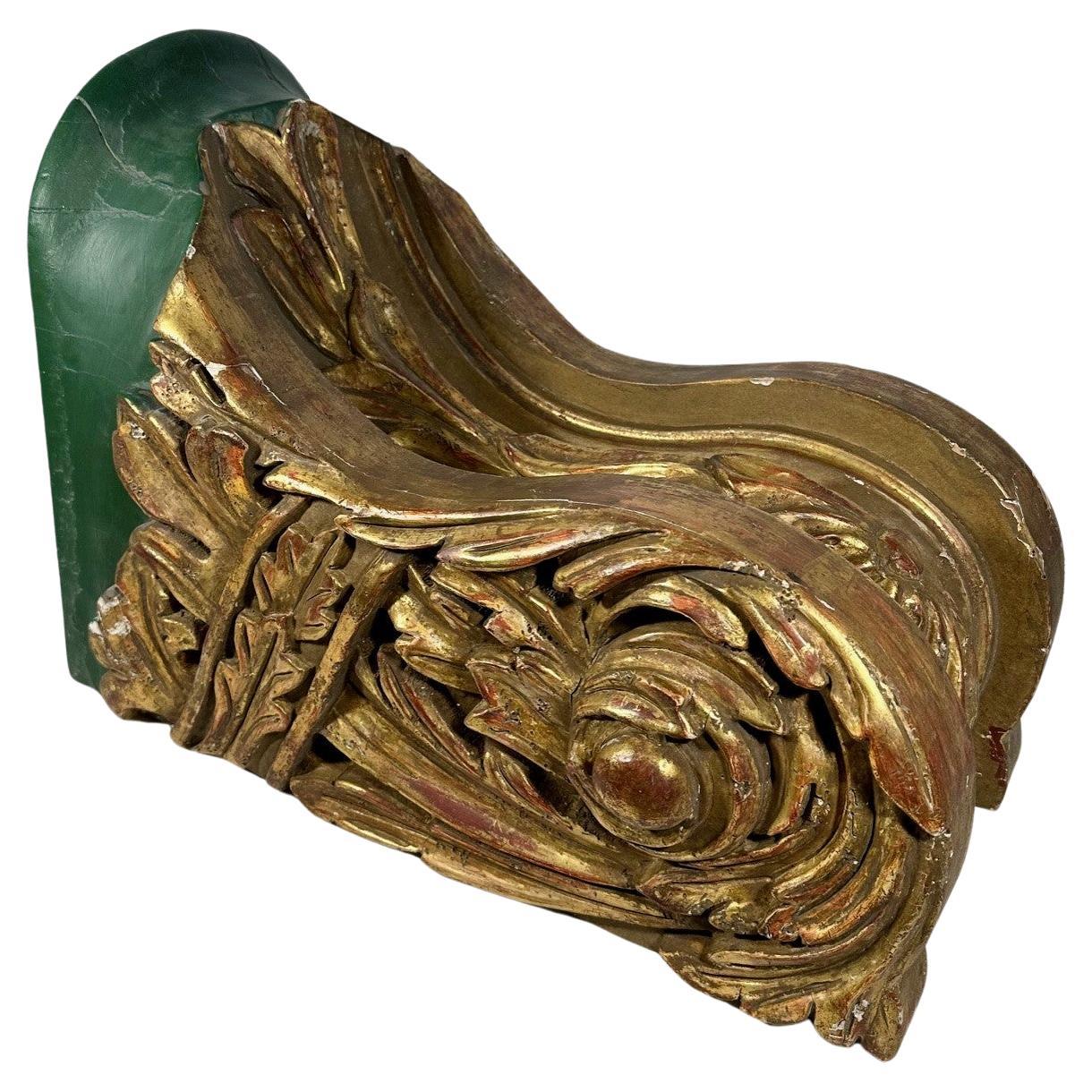 Maritime Antique Carved and Gilded Ships Billet Head.