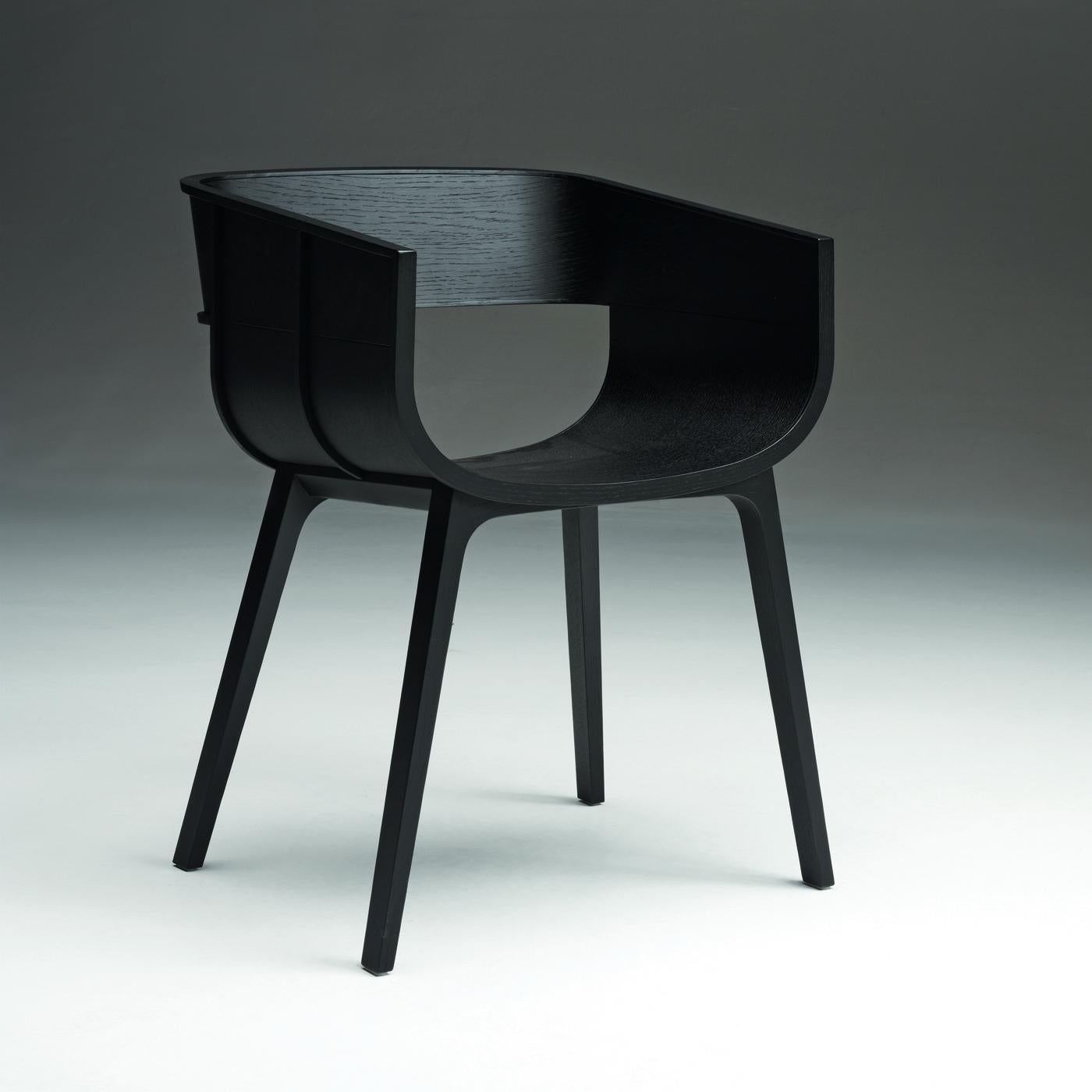 Italian Maritime Black Oak Chair by Benjamin Hubert