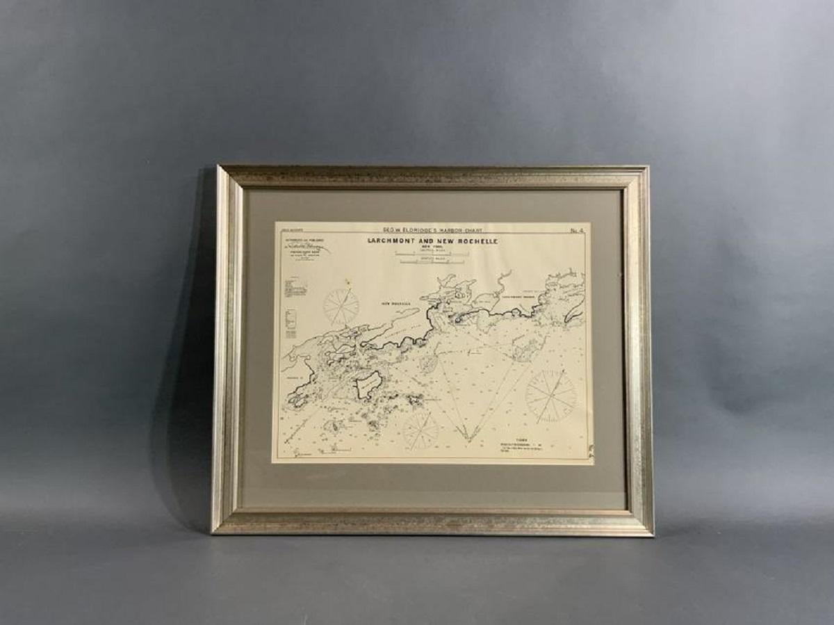 Original George Eldridge chart from 1901 showing Larchmont and New Rochelle. Nautical chart shows Davenport Neck, Larchmont Manor, The Larchmont Yacht Club, Delancey Cove, etc. Matted and framed.

On sight dimensions: 14