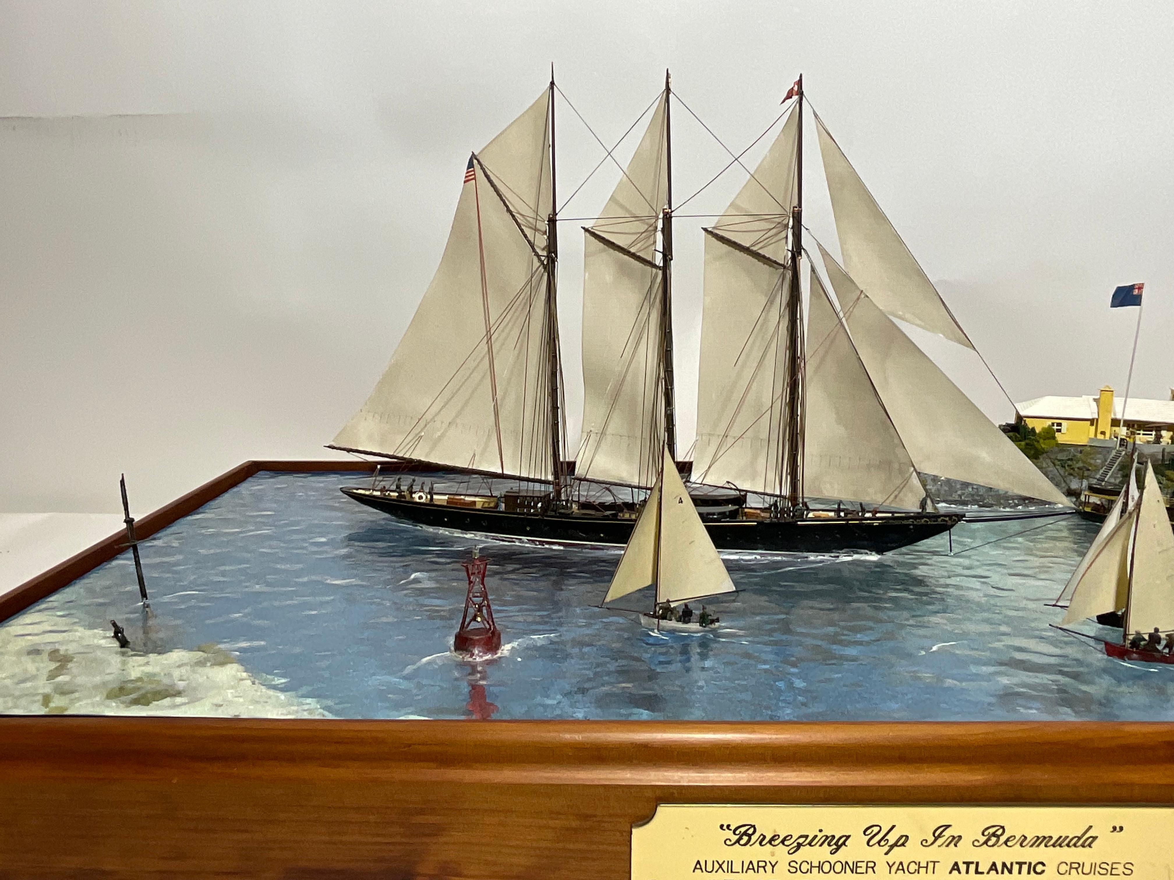 Wood Maritime Diorama of Schooner Yacht Atlantic For Sale