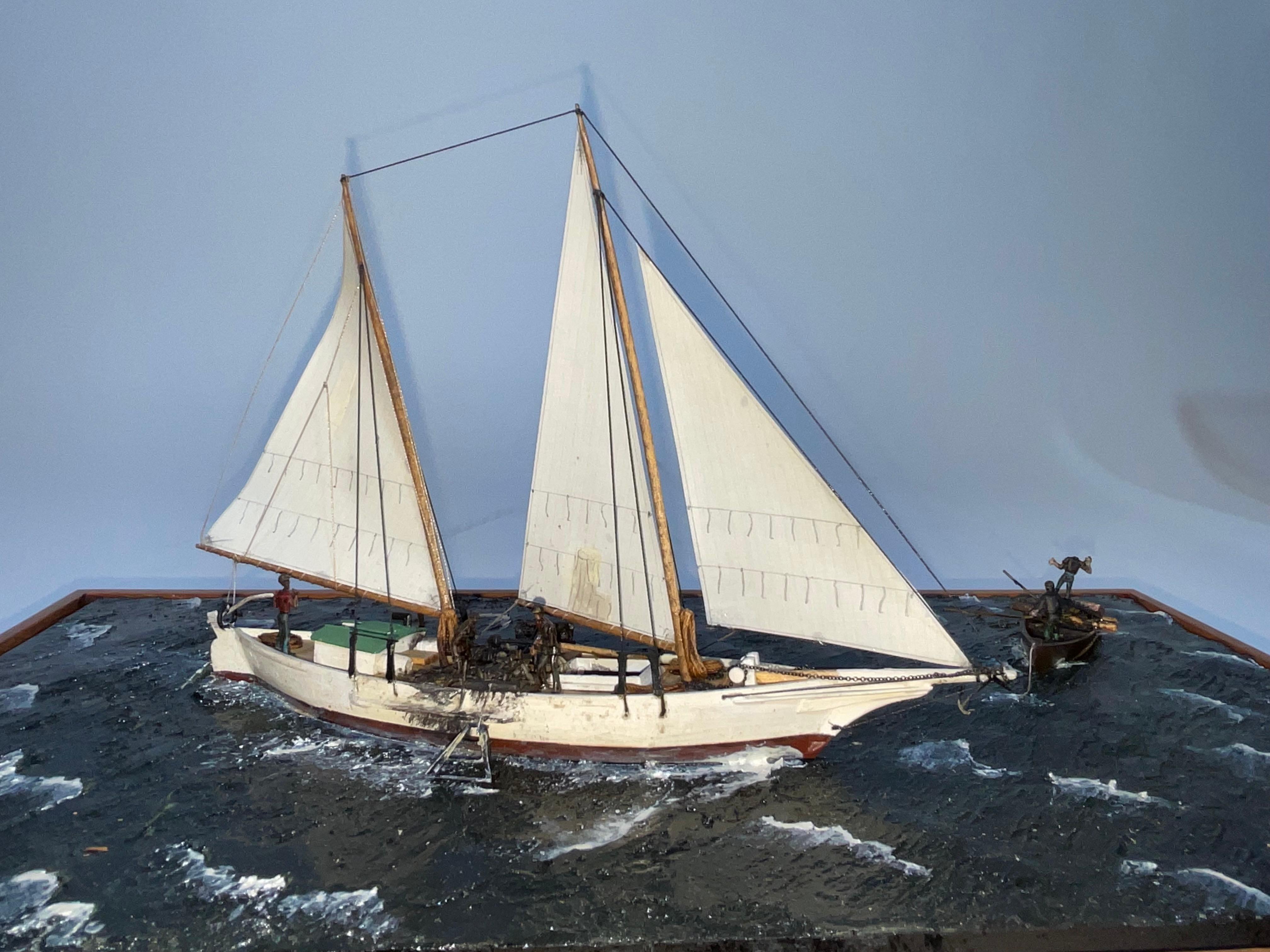 Bois Diorama maritime 