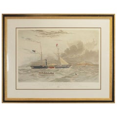 Maritime Hand Colored Engraving "This View of H. M. Steam Frigate Geyser" 1856