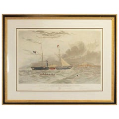 Maritime Hand Colored Engraving 'This View of H. M. Steam Frigate Geyser', 1856