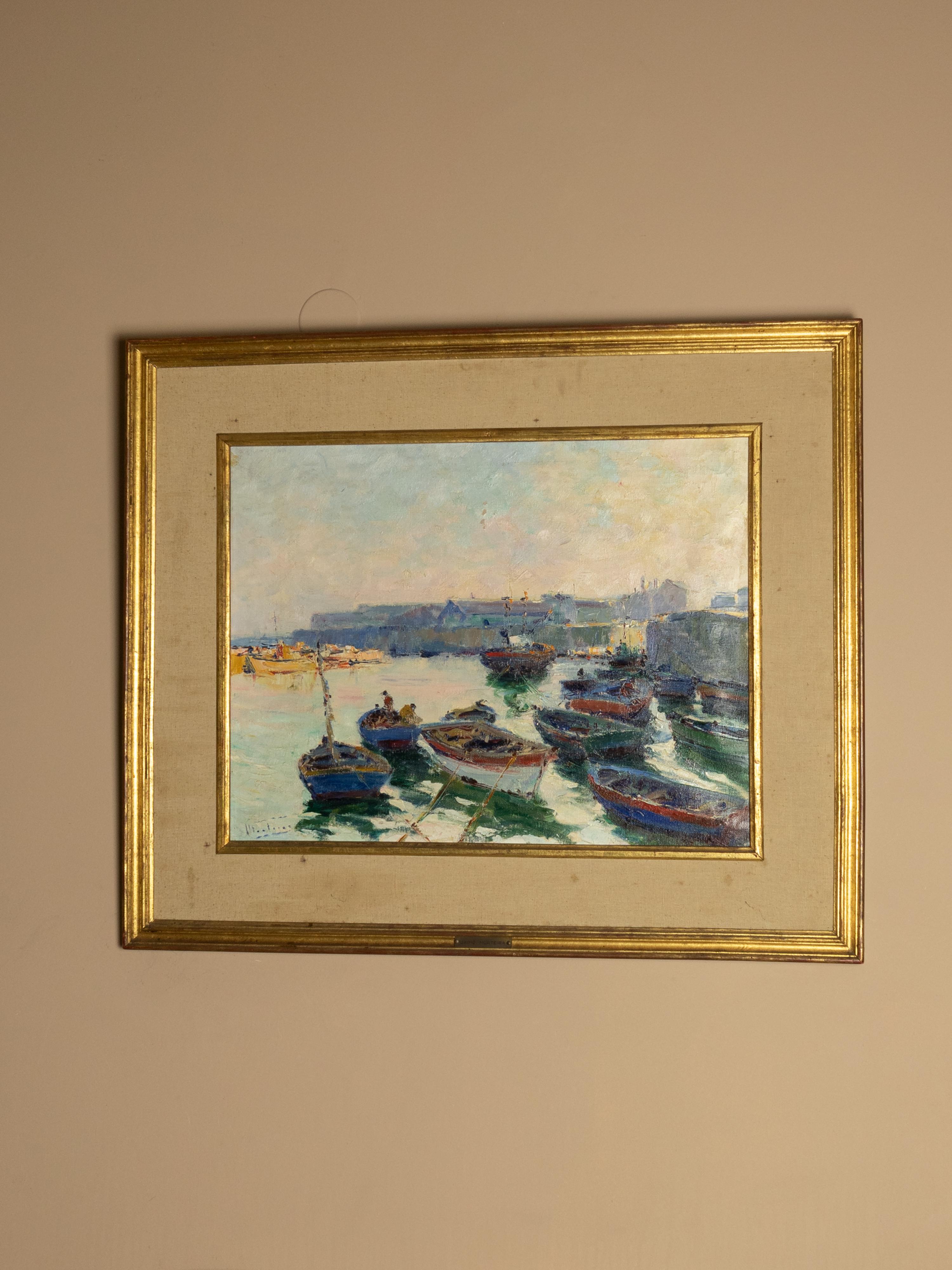 Maritime Hafenszene, Gemälde von Jaime Murteira, 20. Jahrhundert (Portugiesisch) im Angebot