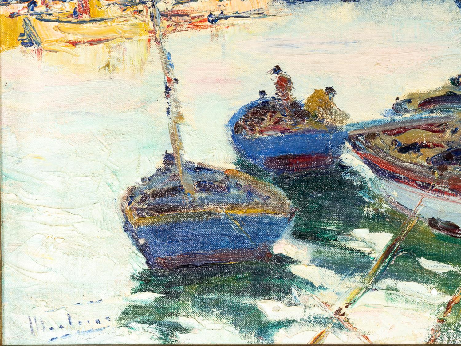 Maritime Hafenszene, Gemälde von Jaime Murteira, 20. Jahrhundert im Angebot 3