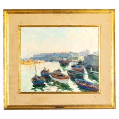 Escena de puerto marítimo Pintura de Jaime Murteira, Siglo XX
