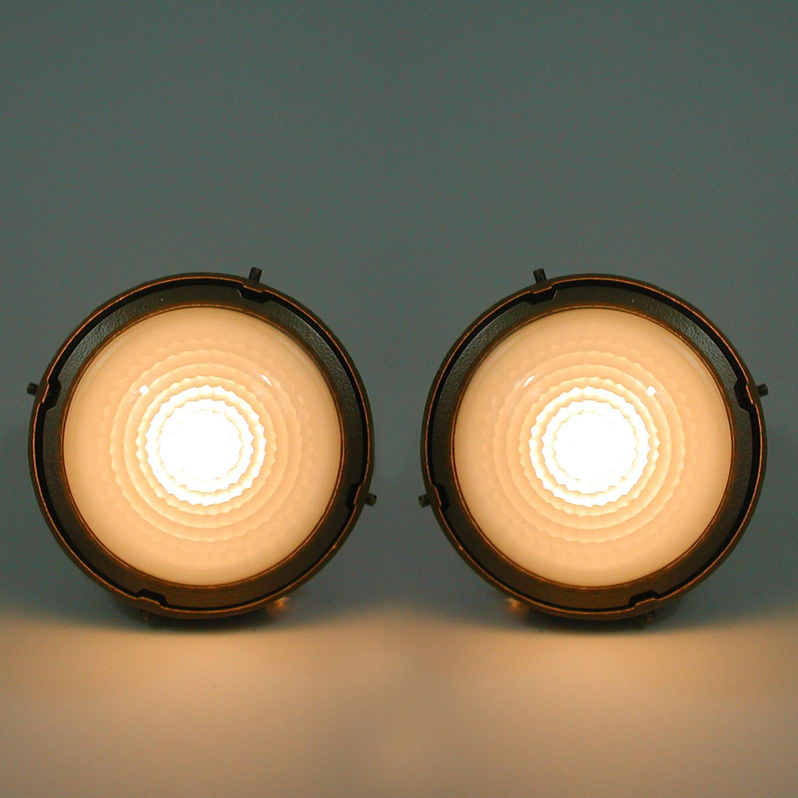 Maritime Holophane Sconces Wall Lights by HOLOPHANE, France 1950s, Set of Two For Sale 7