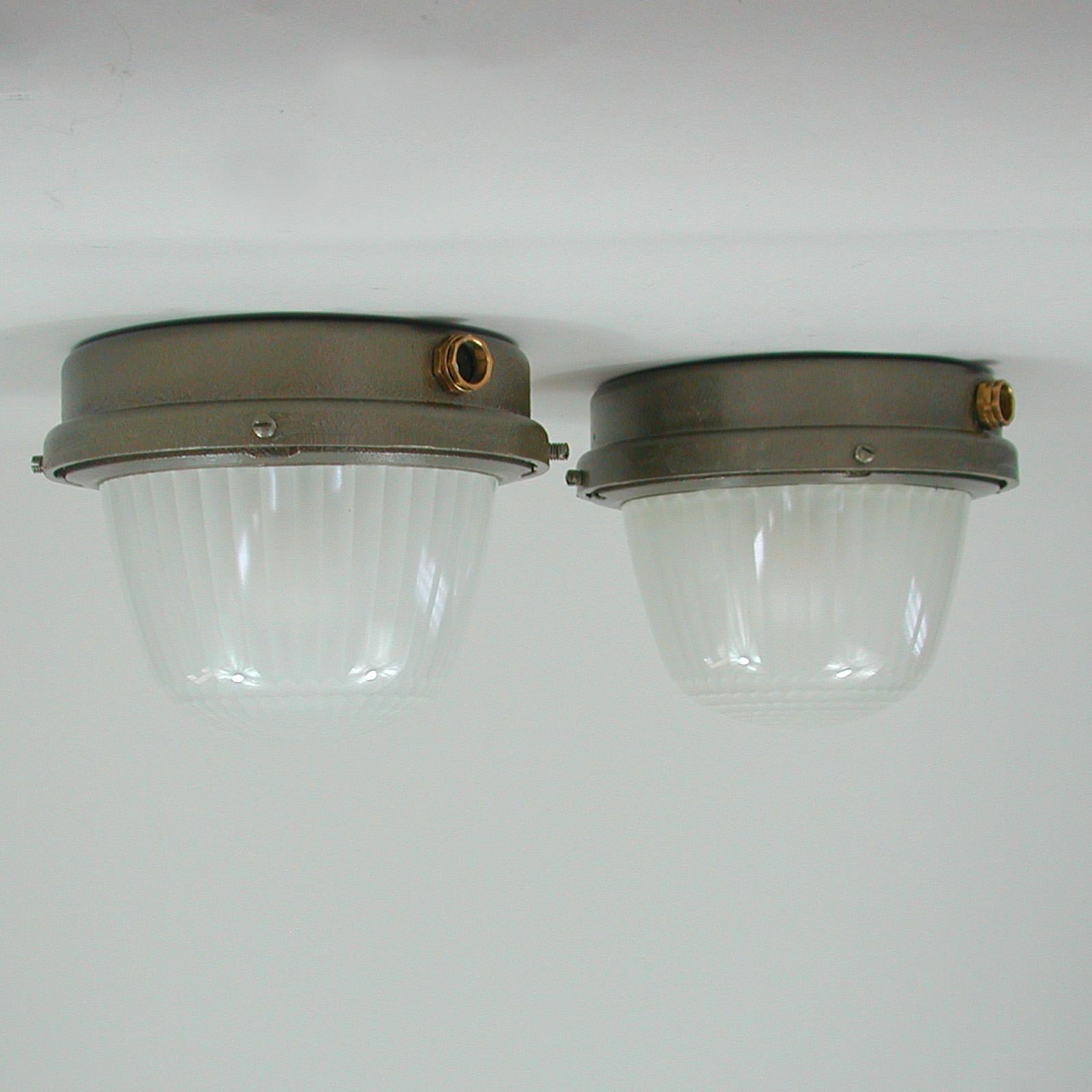 Maritime Holophane Sconces Wall Lights by HOLOPHANE, France 1950s, Set of Two For Sale 8