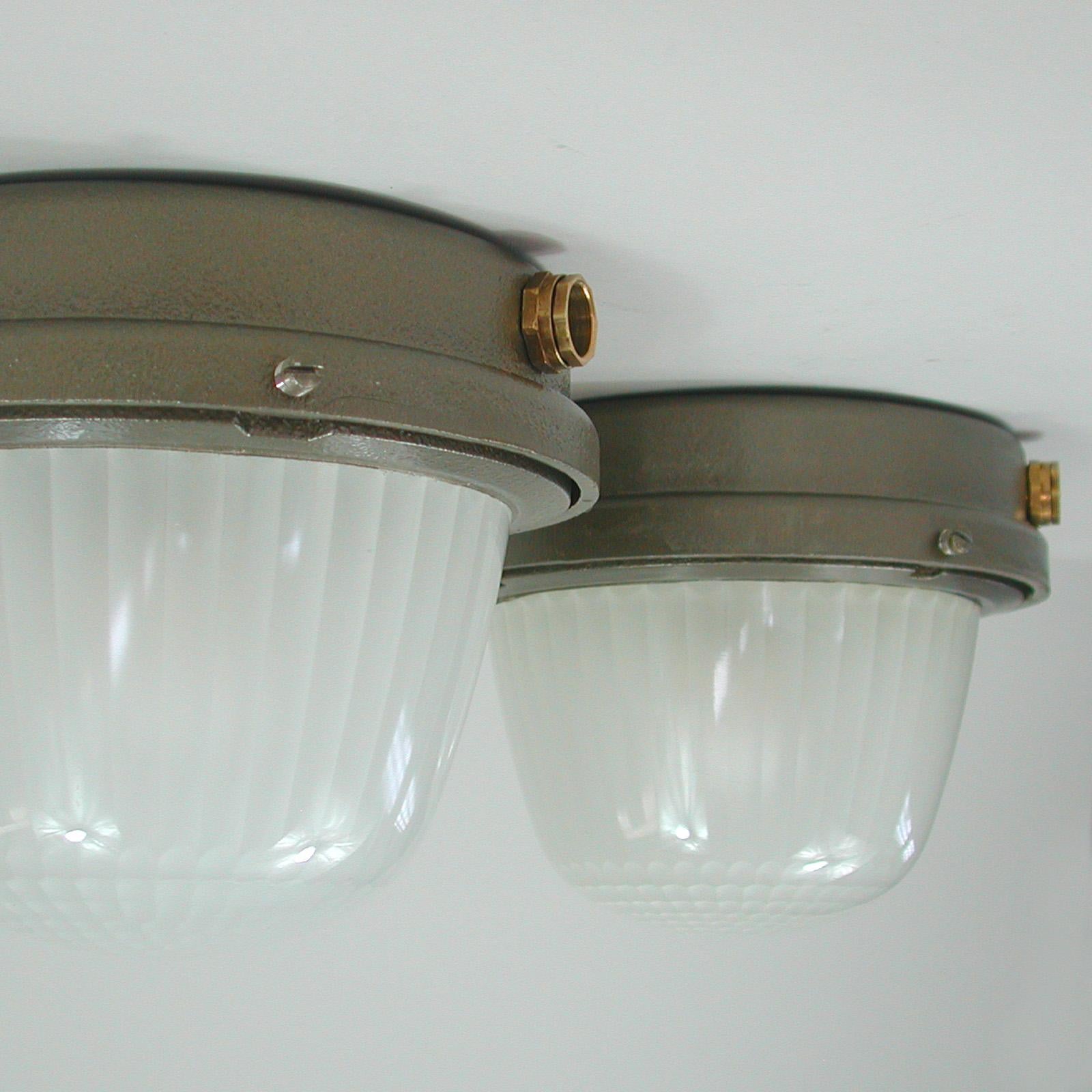 Maritime Holophane Sconces Wall Lights by HOLOPHANE, France 1950s, Set of Two For Sale 9
