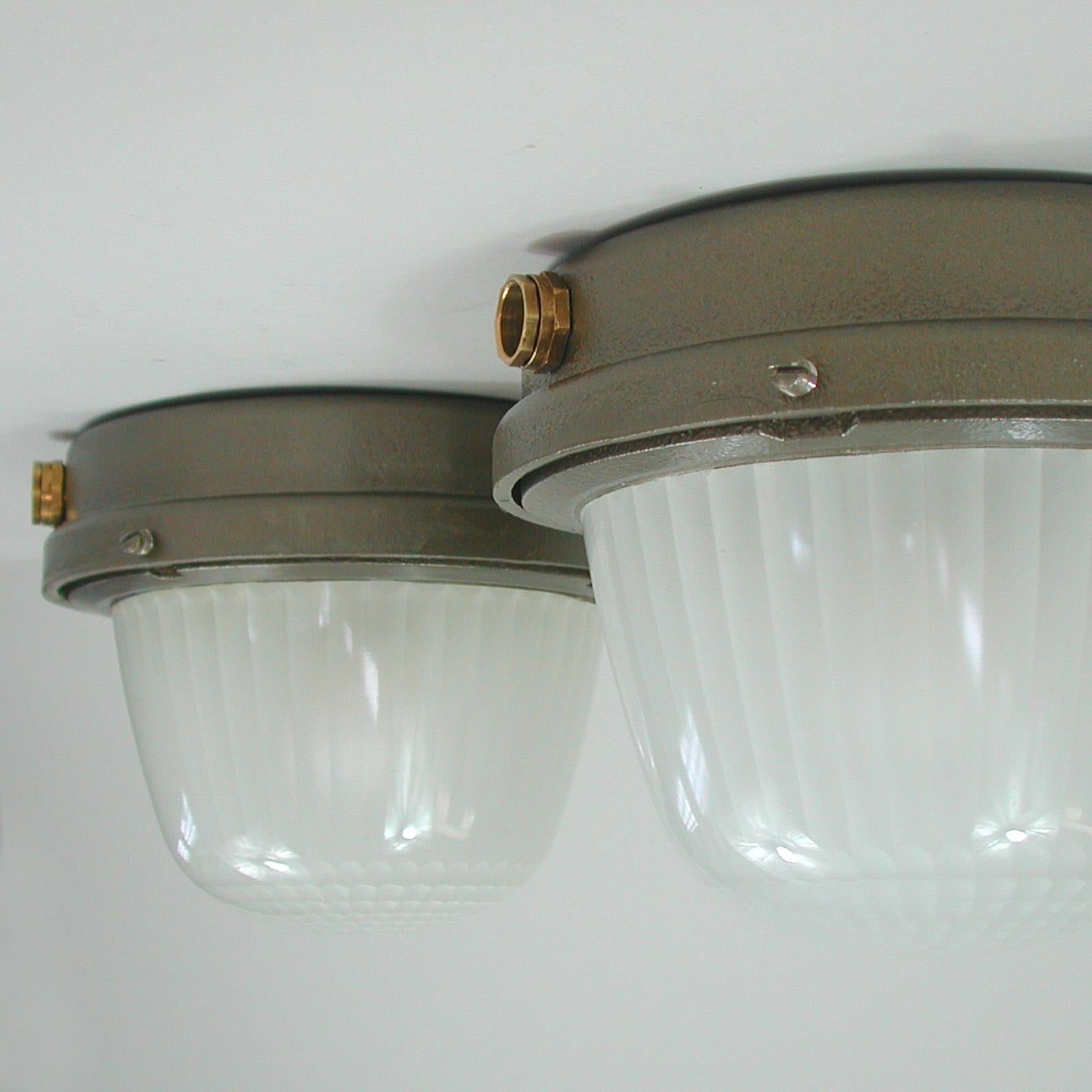 Maritime Holophane Sconces Wall Lights by HOLOPHANE, France 1950s, Set of Two For Sale 1