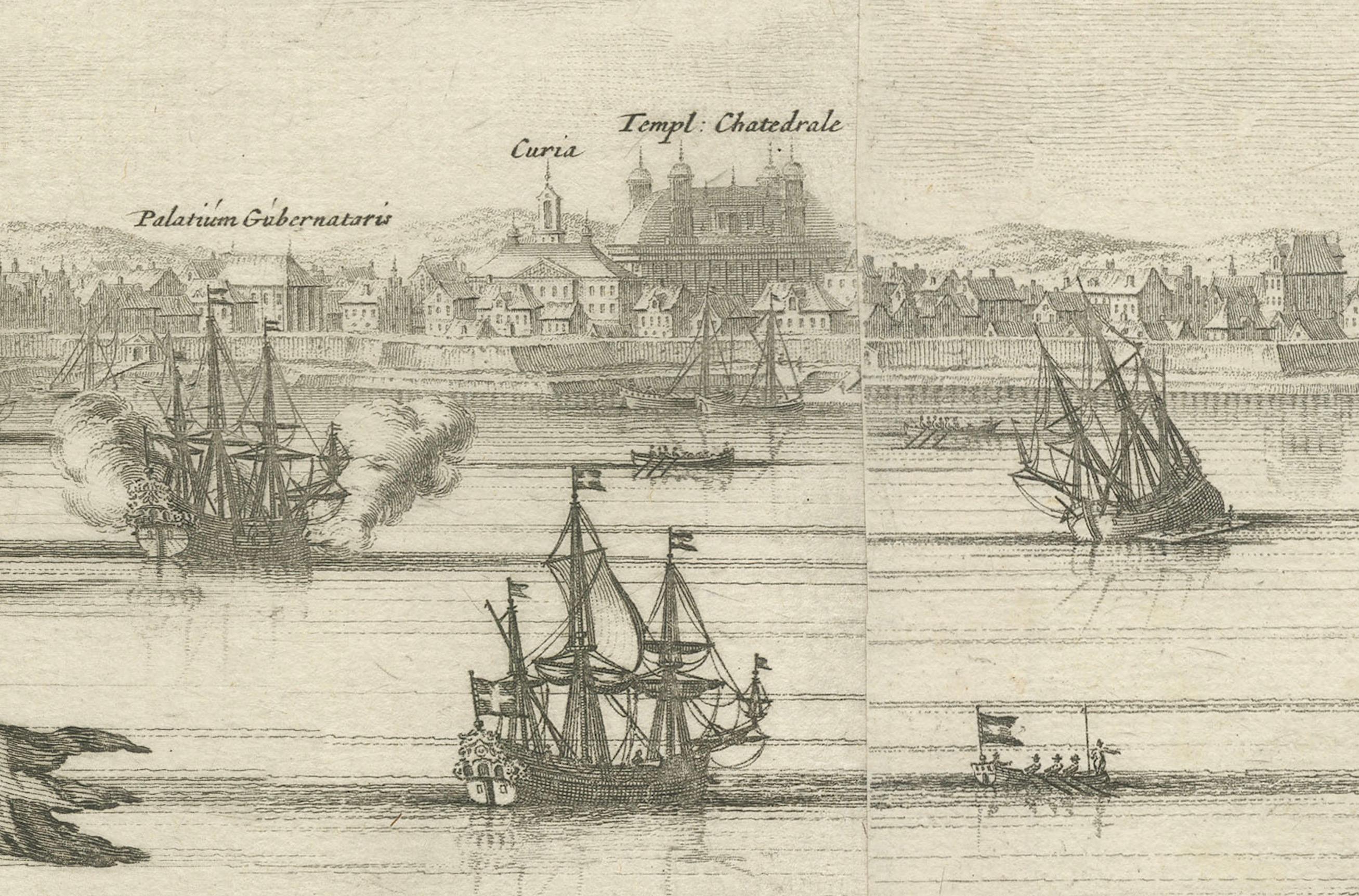 Maritime Majesty: The 17th-Century Skyline of Kalmar in Sweden, 1693 For Sale 2