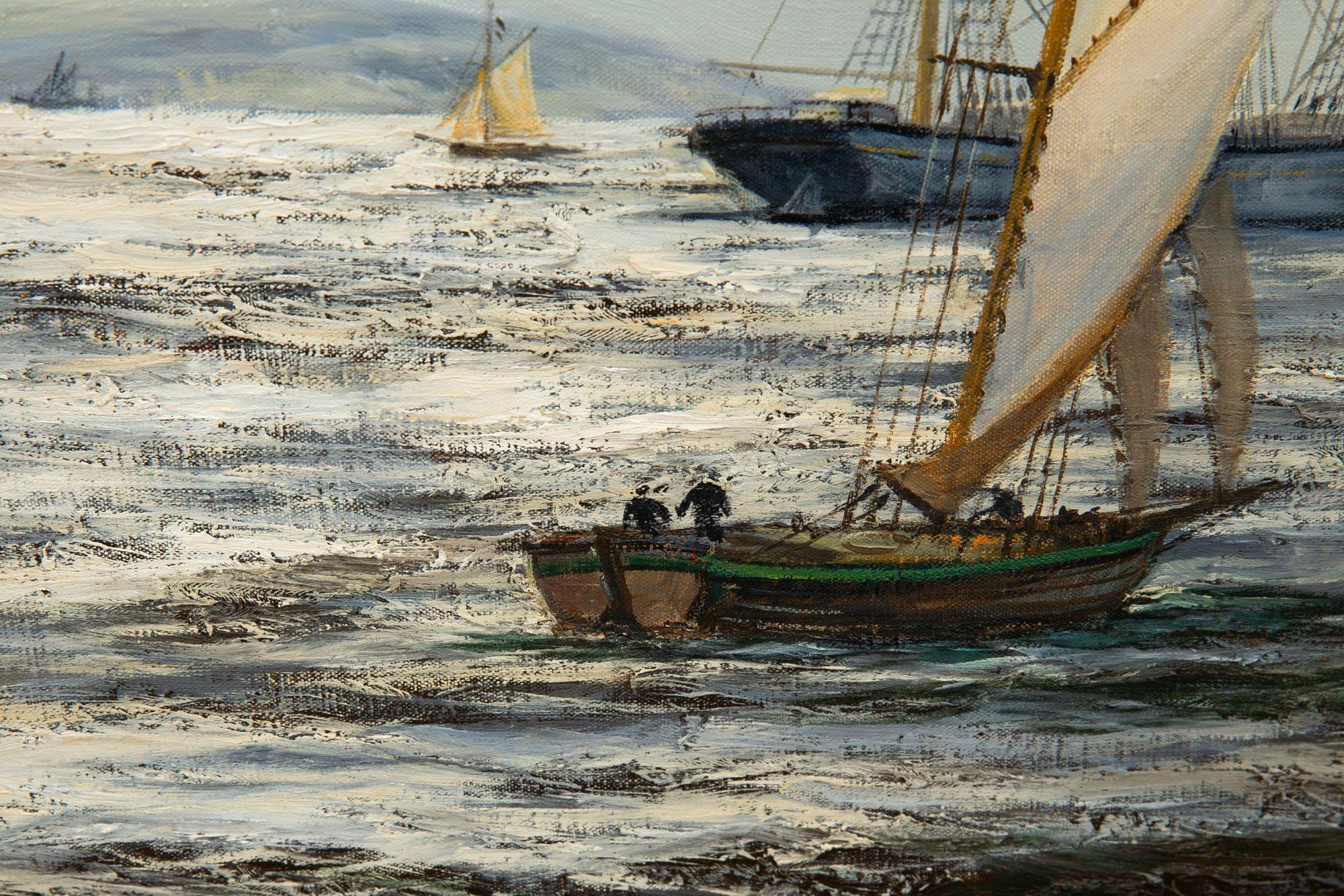 Paesaggio marittimo nautico Henry Scott Pittura a olio 