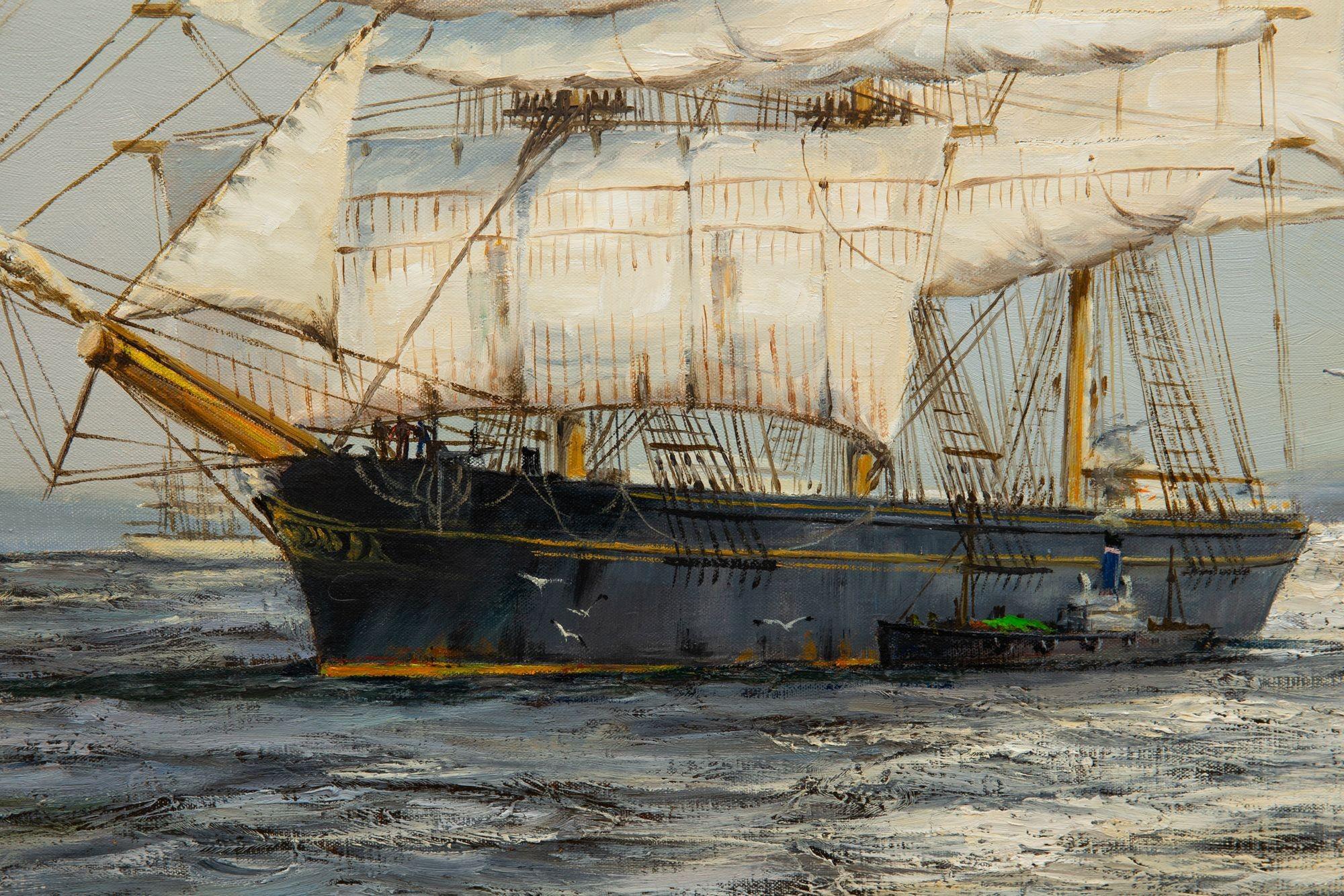 Paesaggio marittimo nautico Henry Scott Pittura a olio 