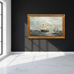 Maritime Nautical Seascape Henry Scott Oil Painting “Harvey Mills” Boston Harbor