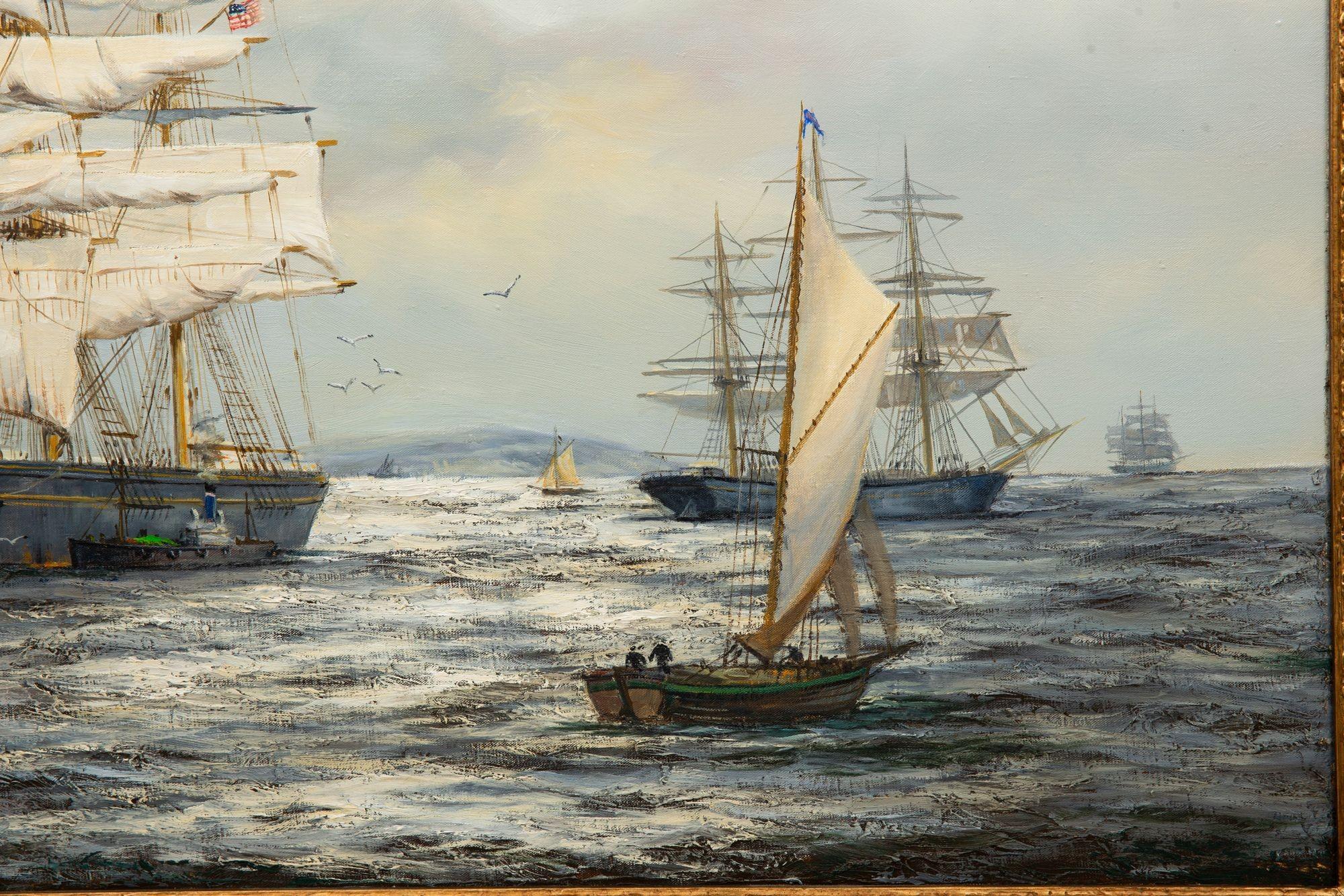 Tela Paesaggio marittimo nautico Henry Scott Pittura a olio 
