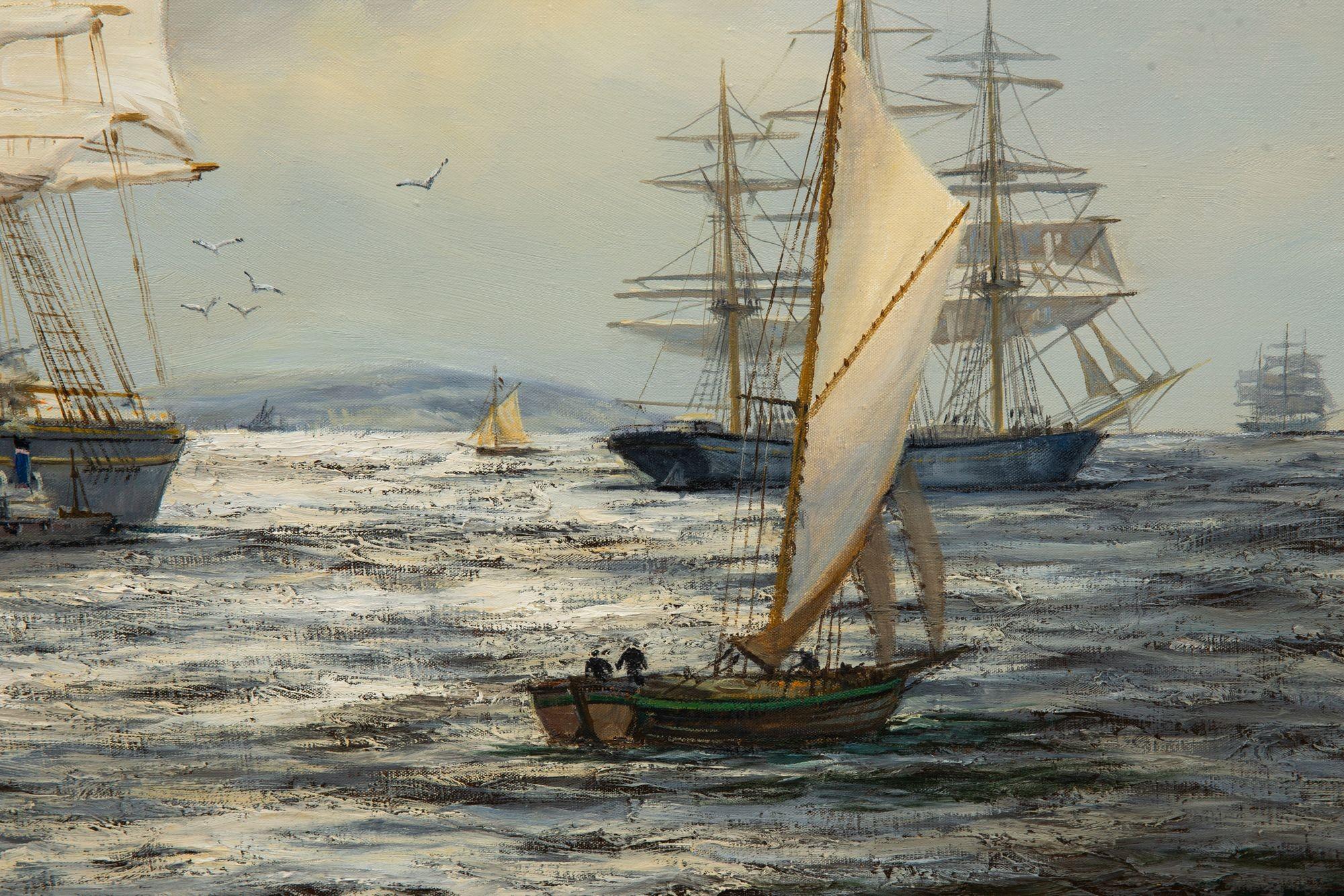 Paesaggio marittimo nautico Henry Scott Pittura a olio 