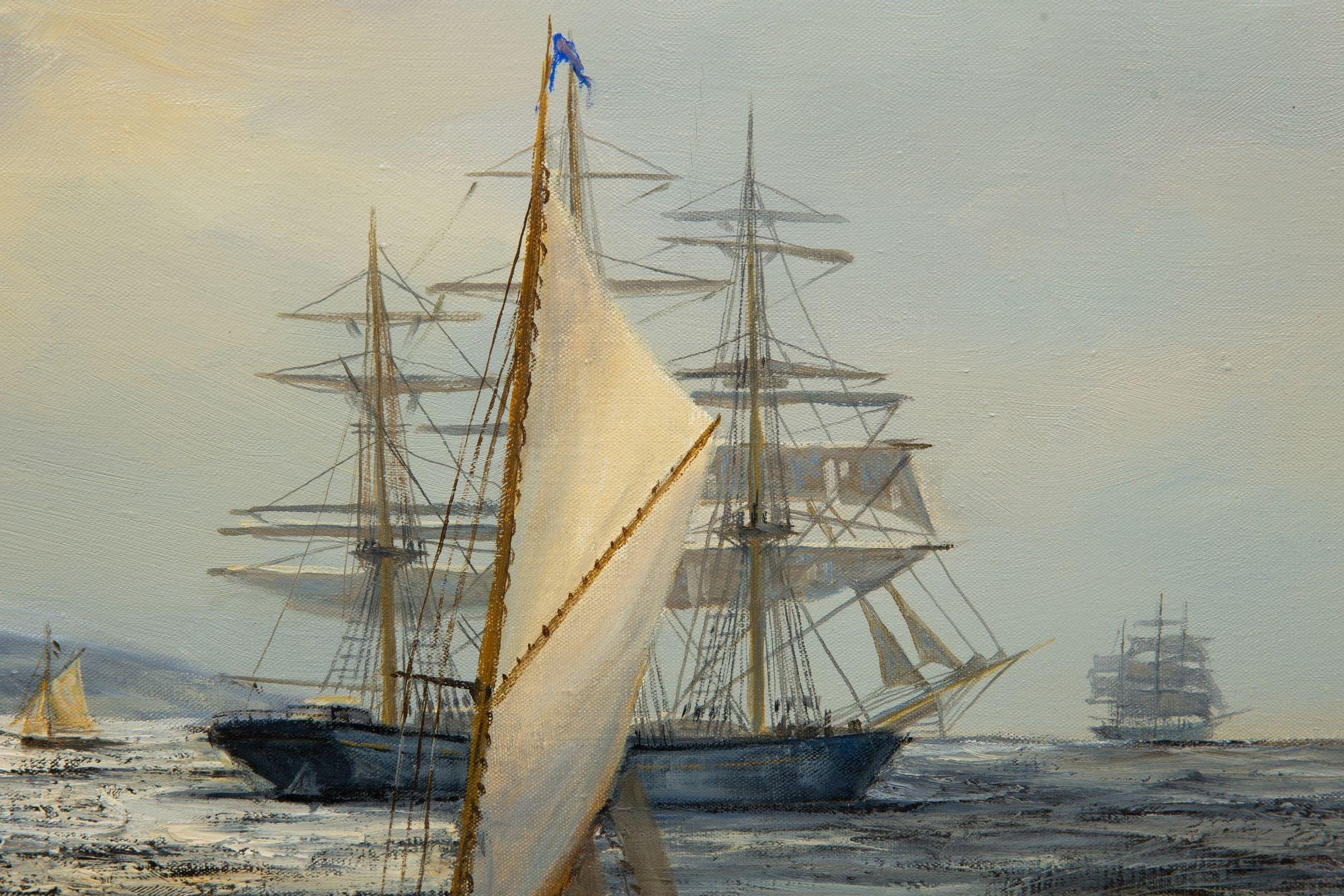 Paesaggio marittimo nautico Henry Scott Pittura a olio 
