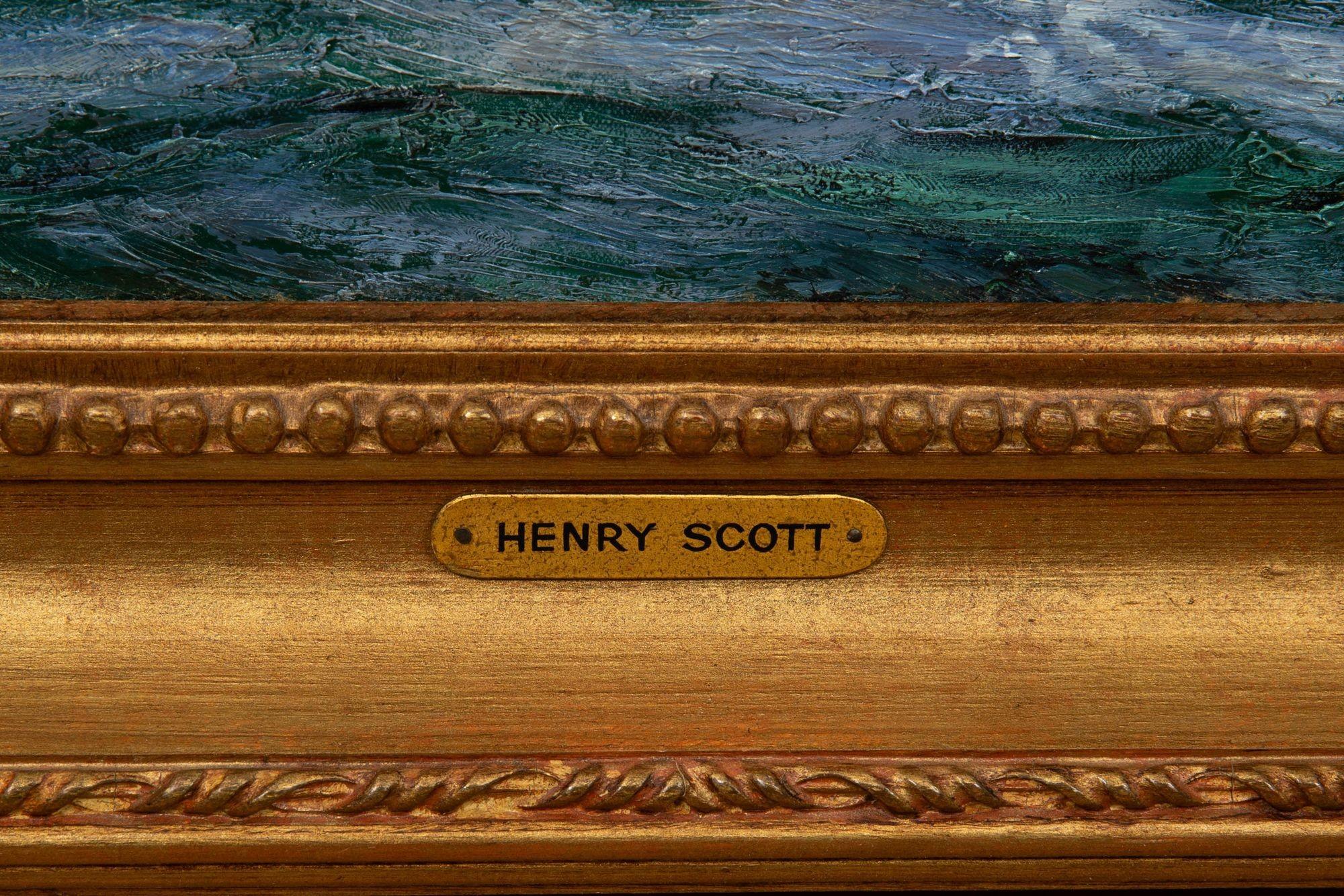 Maritime Oil Painting of Shannon Battling Chesapeake by Henry Scott R.S.A. For Sale 6