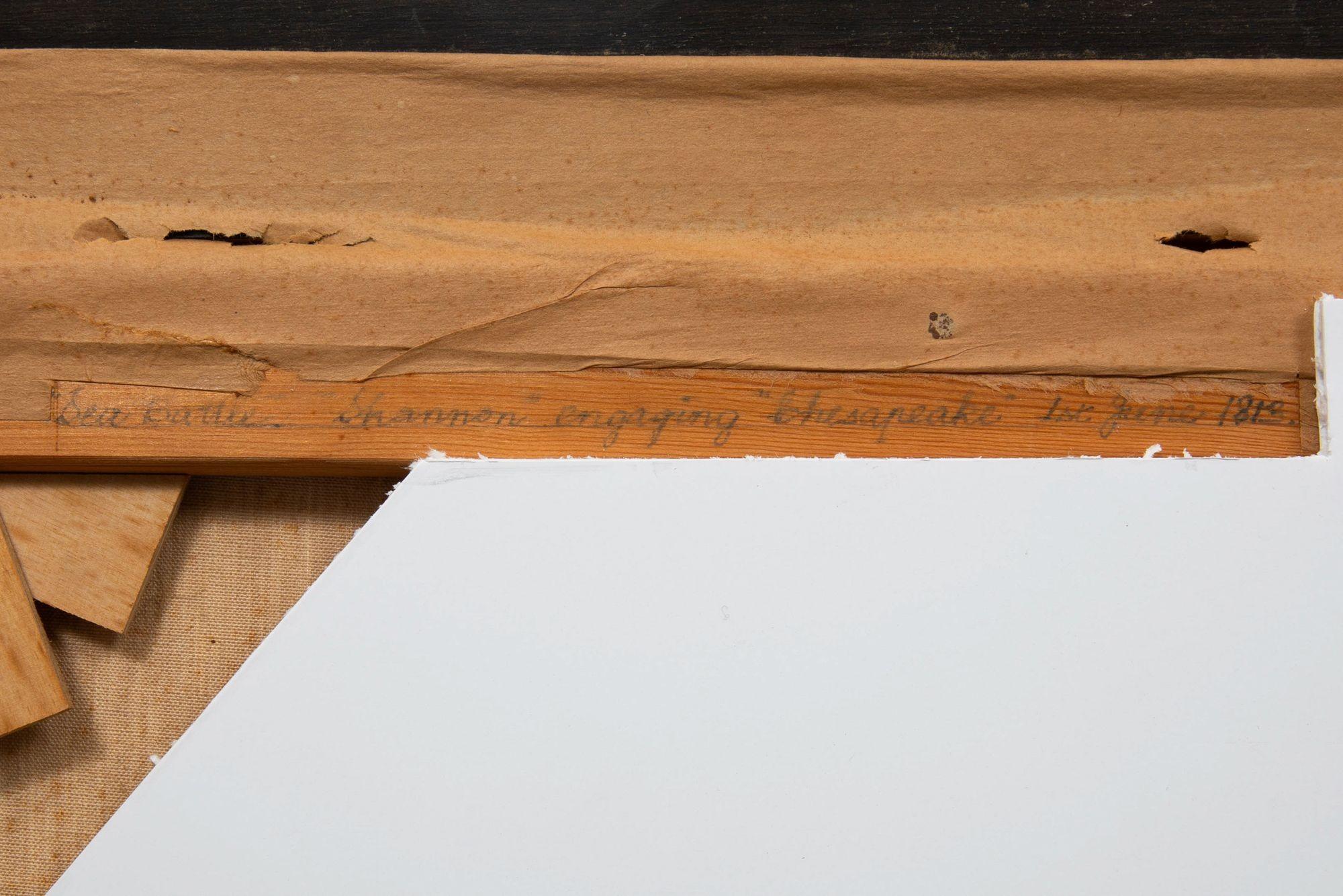 Peinture à l'huile maritime de Shannon battant Chesapeake par Henry Scott R.S.A. en vente 13