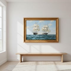 Óleo marítimo de Shannon Battling Chesapeake por Henry Scott R.S.A.