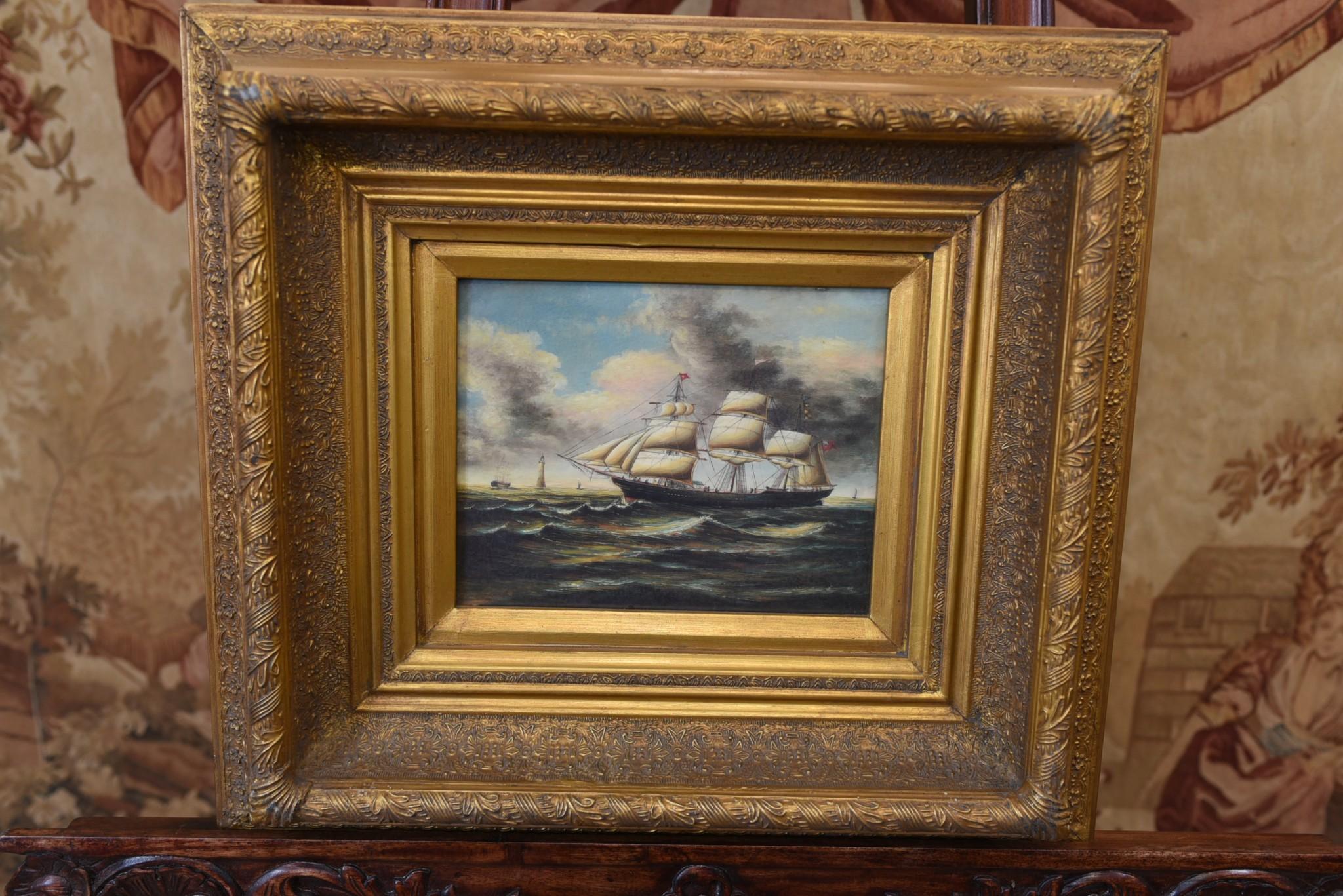 Maritime Oil Painting Ship Clipper Victorian Seascape For Sale 6