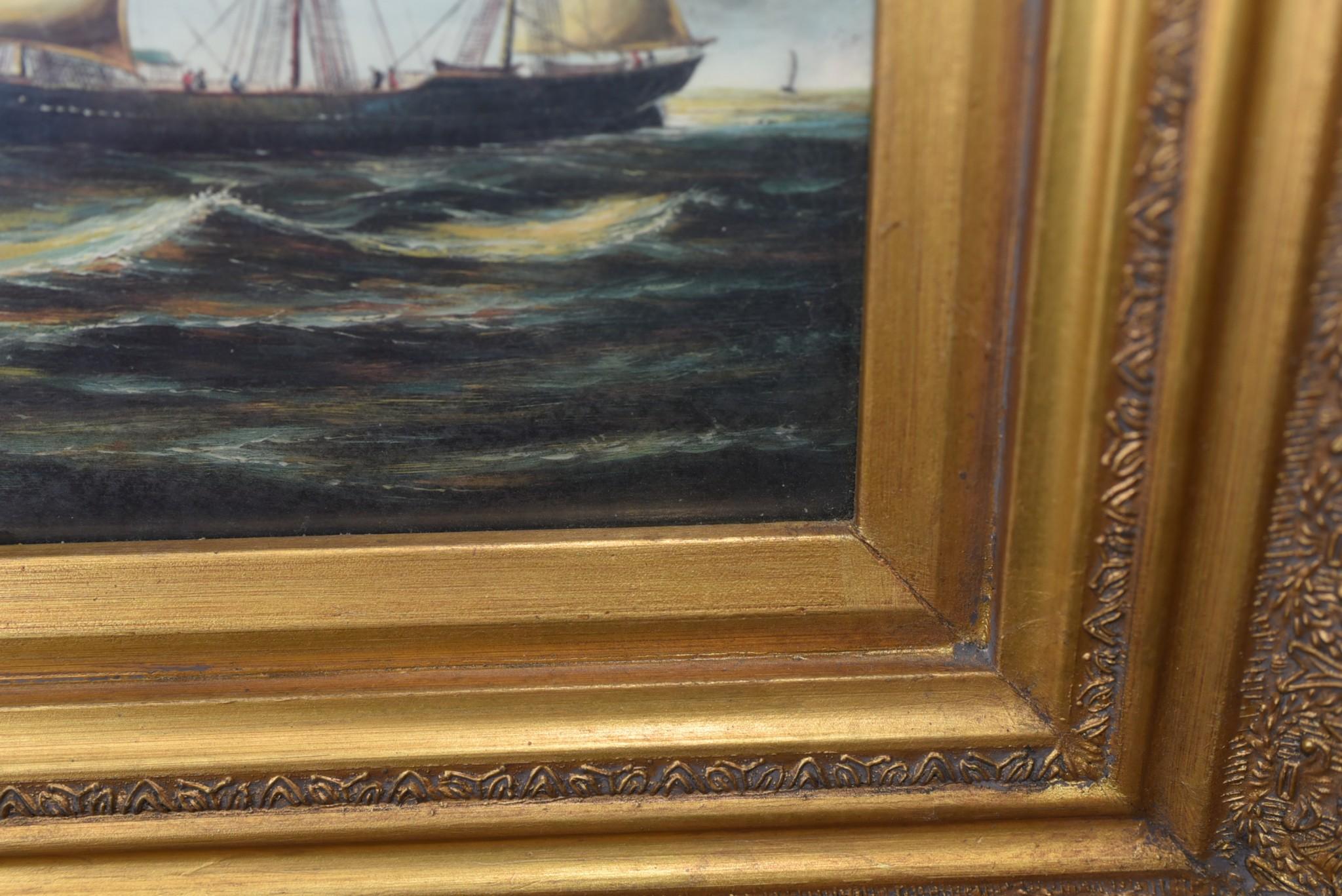 Maritime Oil Painting Ship Clipper Victorian Seascape For Sale 3